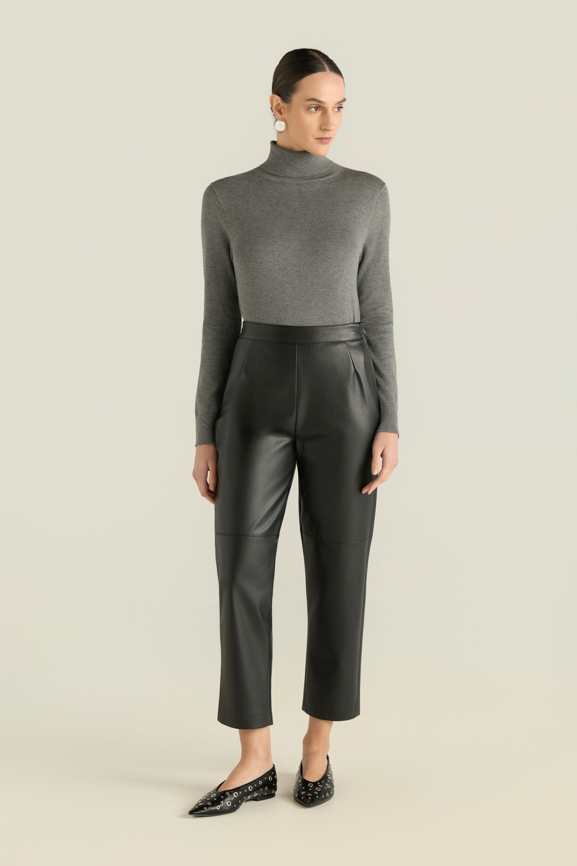 Solid Pu Leather Pants