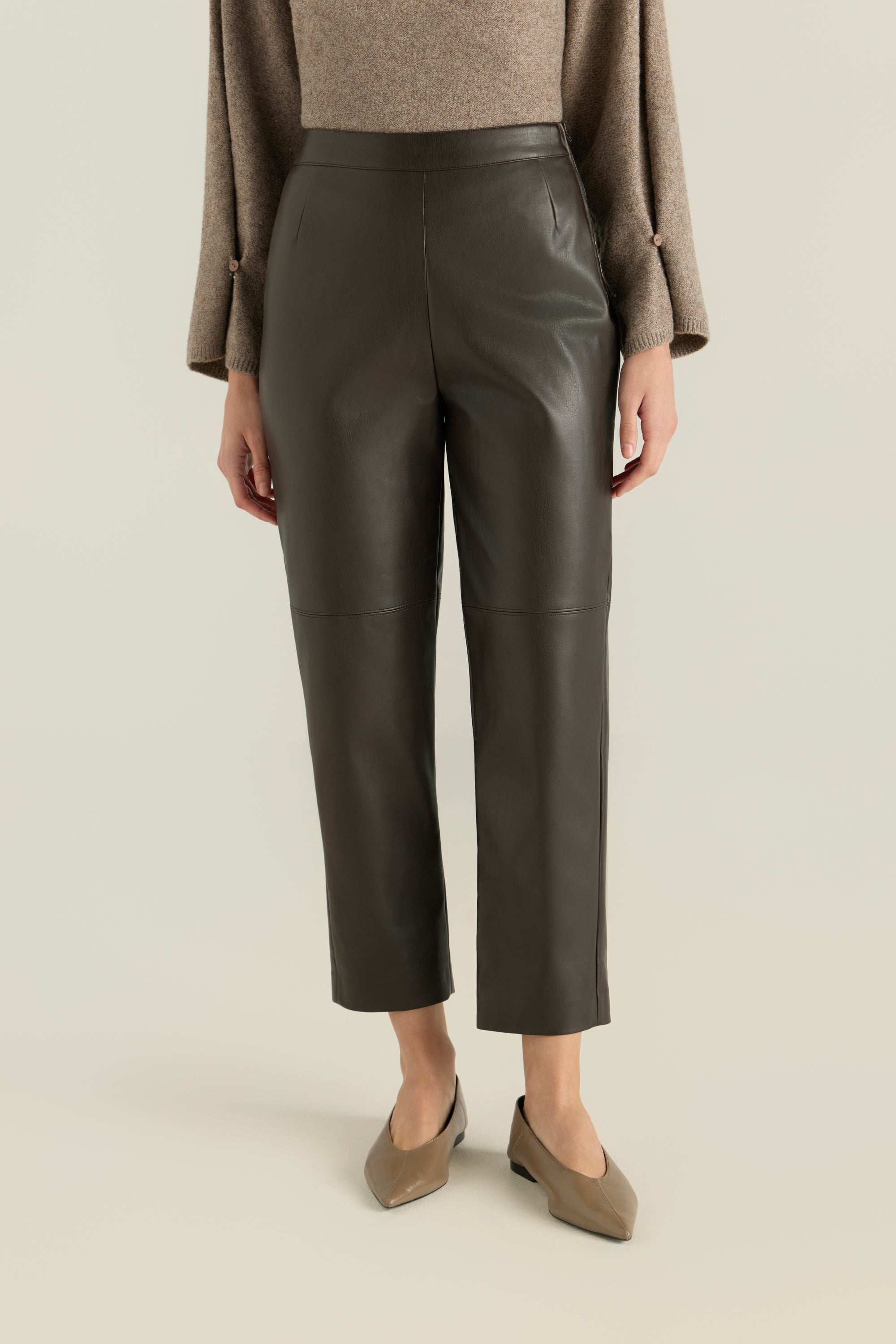 Solid Pu Leather Pants