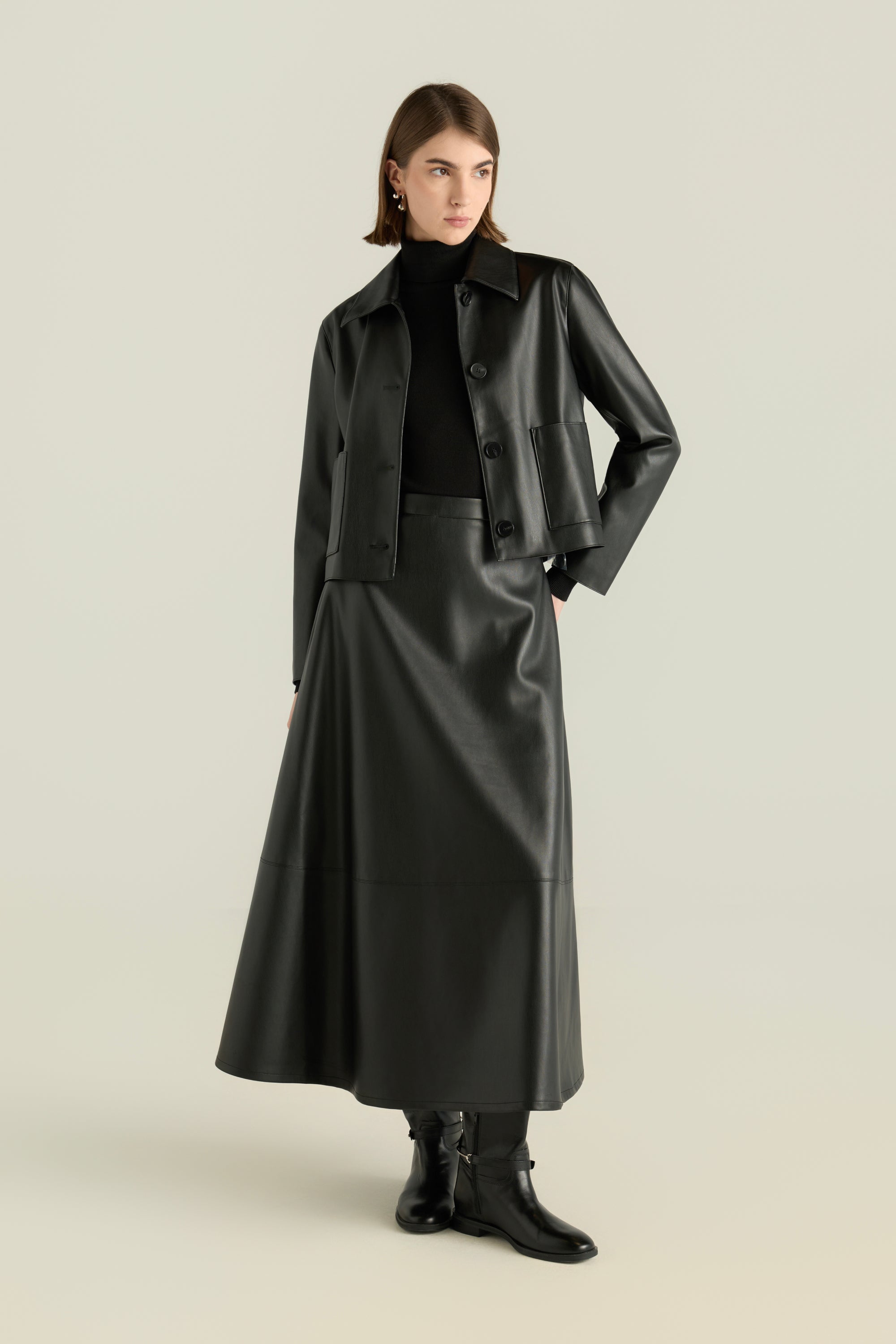 Pu Leather A-Line Skirt