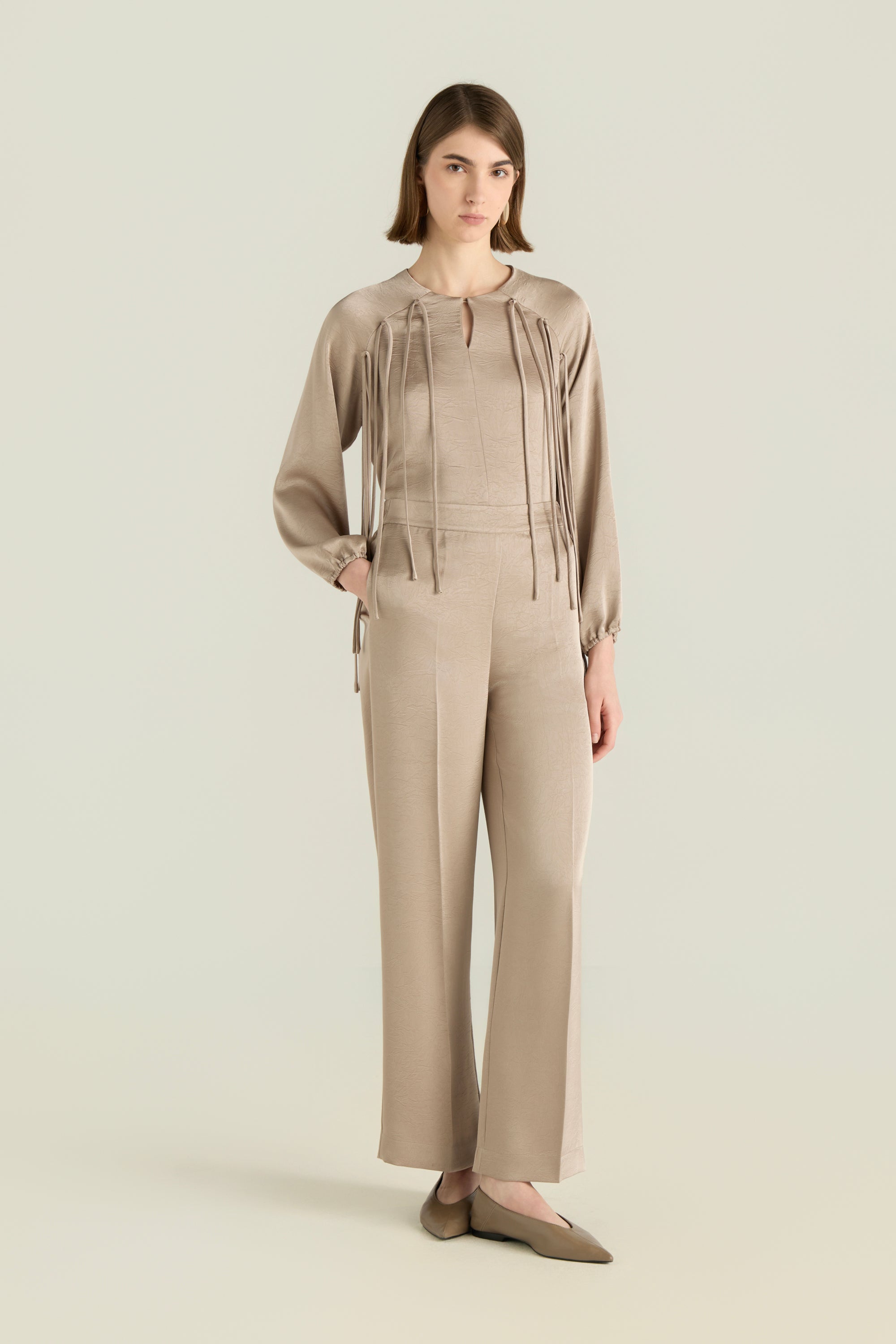 Crinkle Straight Cut Trousers