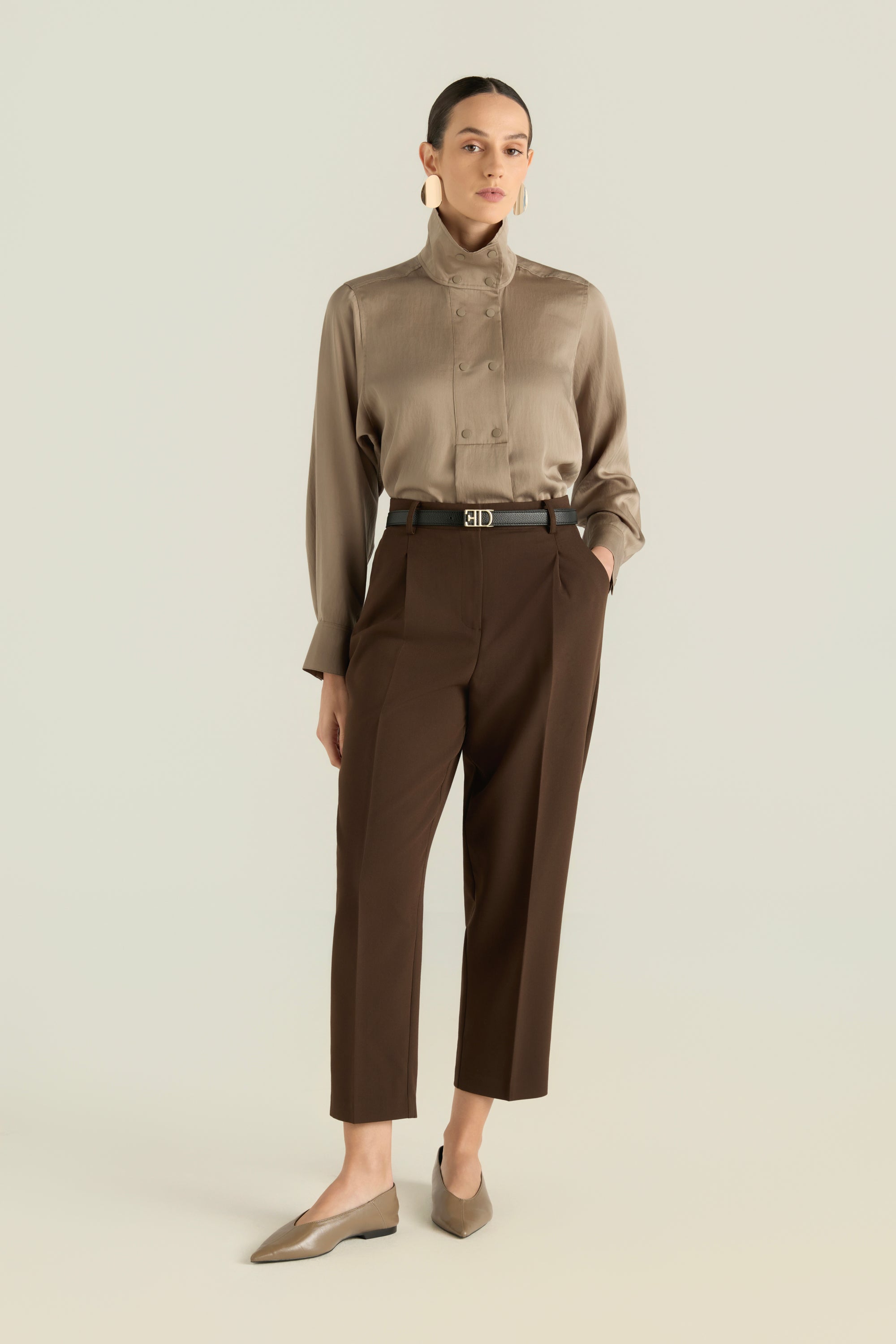 Belted High -Waist Trousers