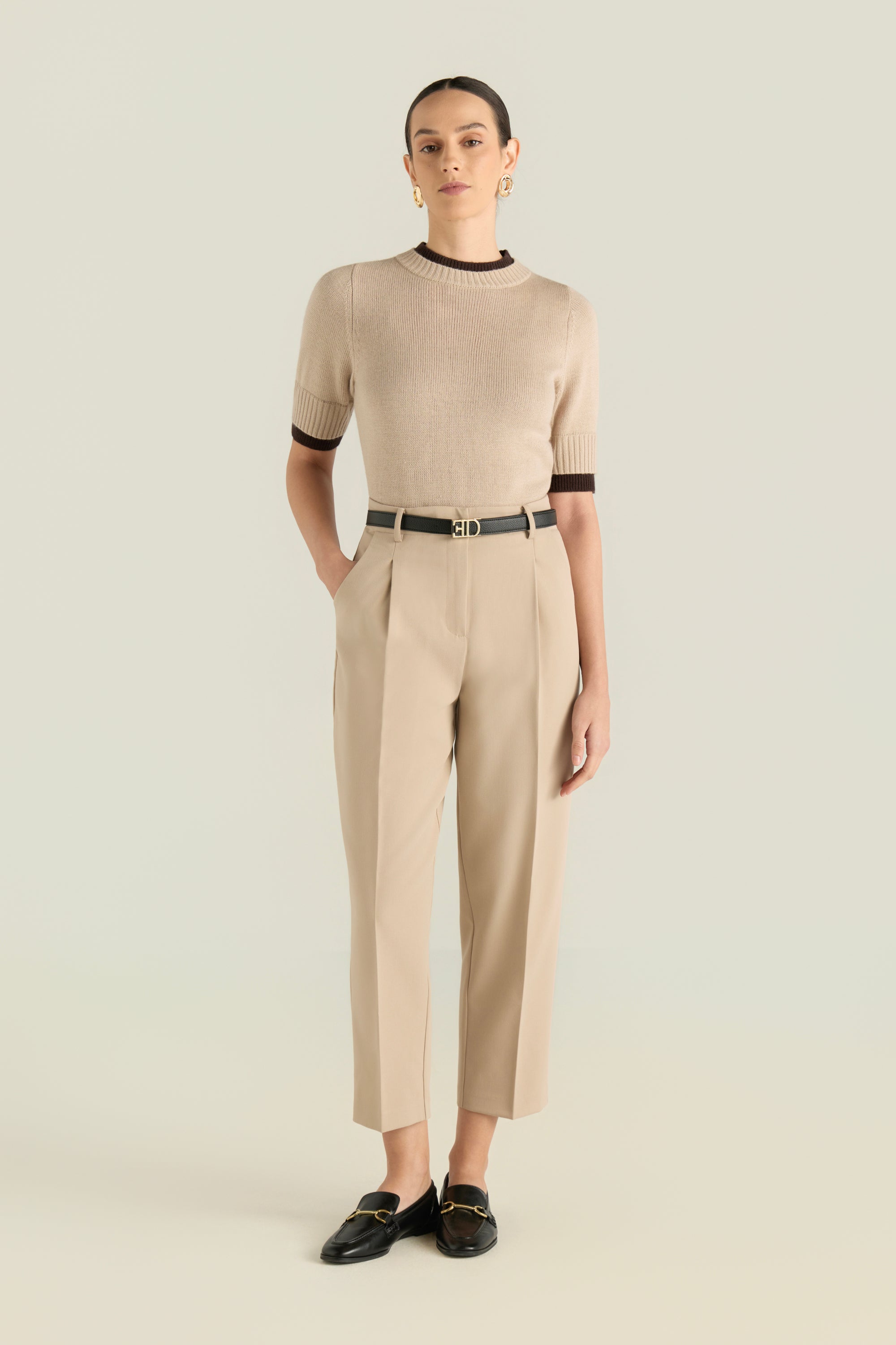 Belted High -Waist Trousers