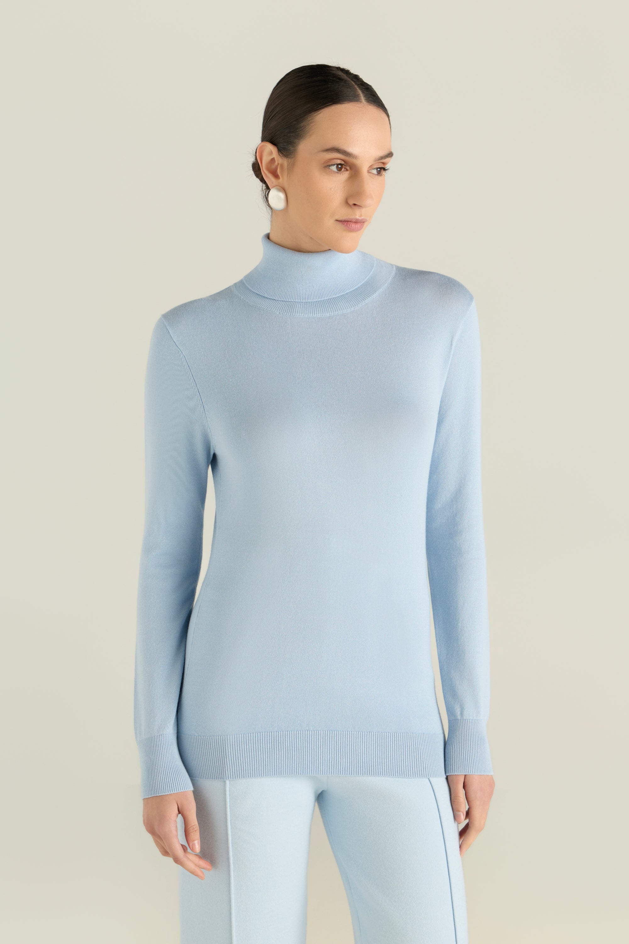 High Neck Ribbed Top