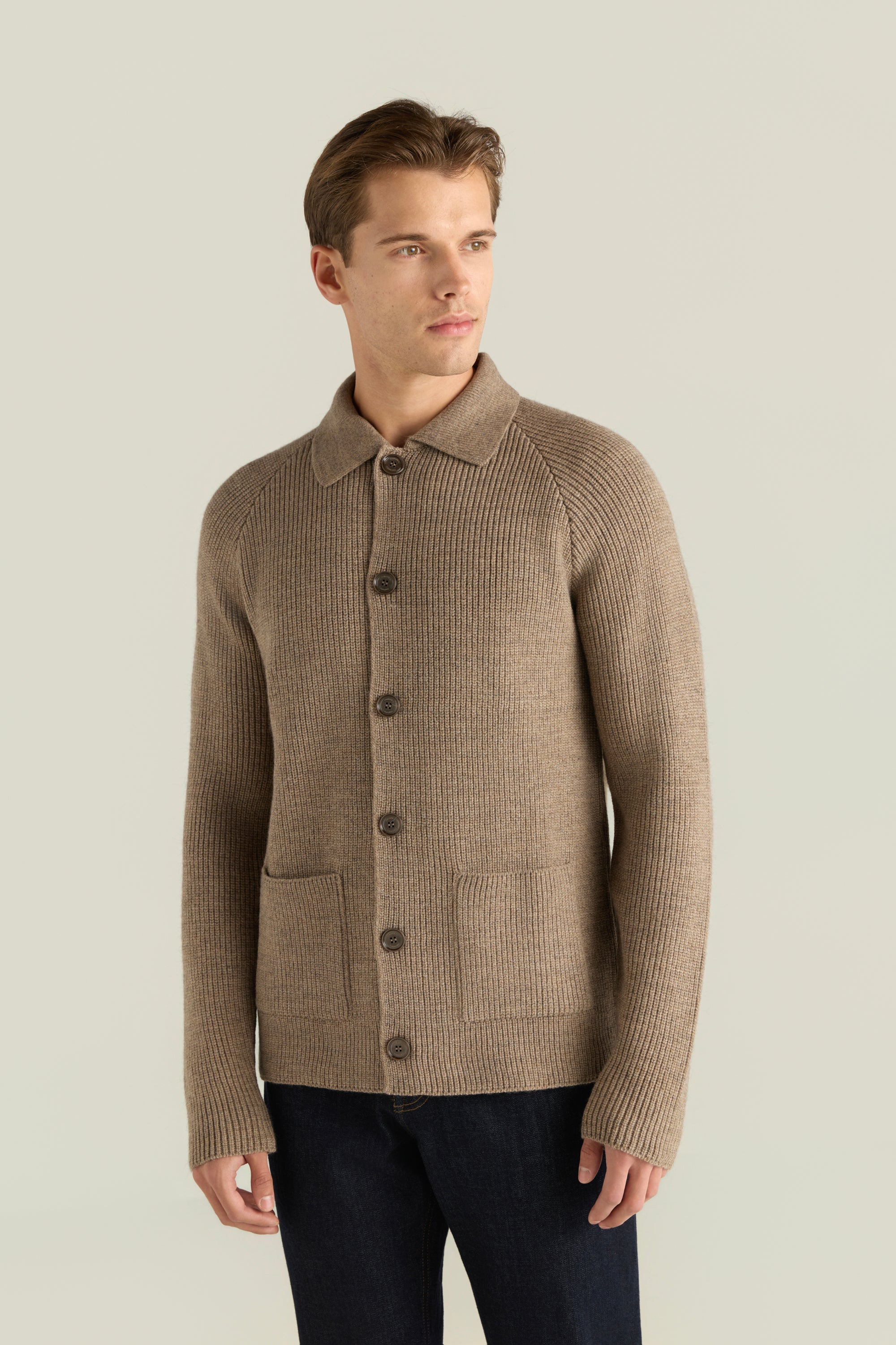 Men'S Rib-Detail Knit Cardigan