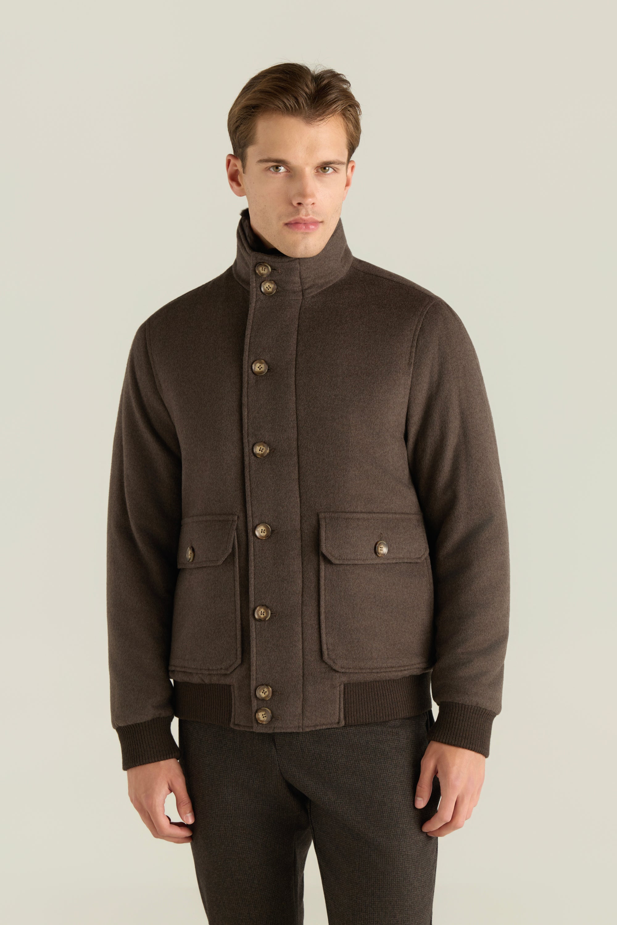 Men'S Zip Button Bomber Jacket