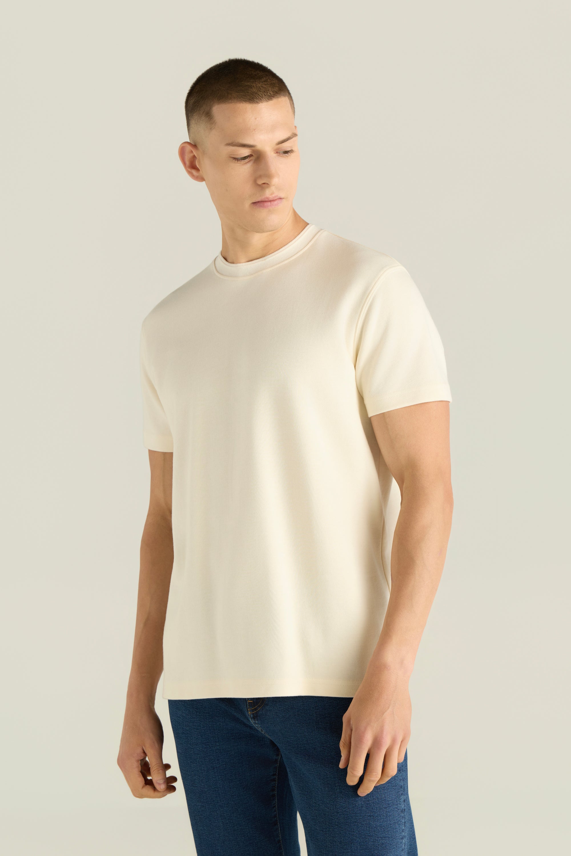 Men'S Ribbed Crew Neck T-Shirt