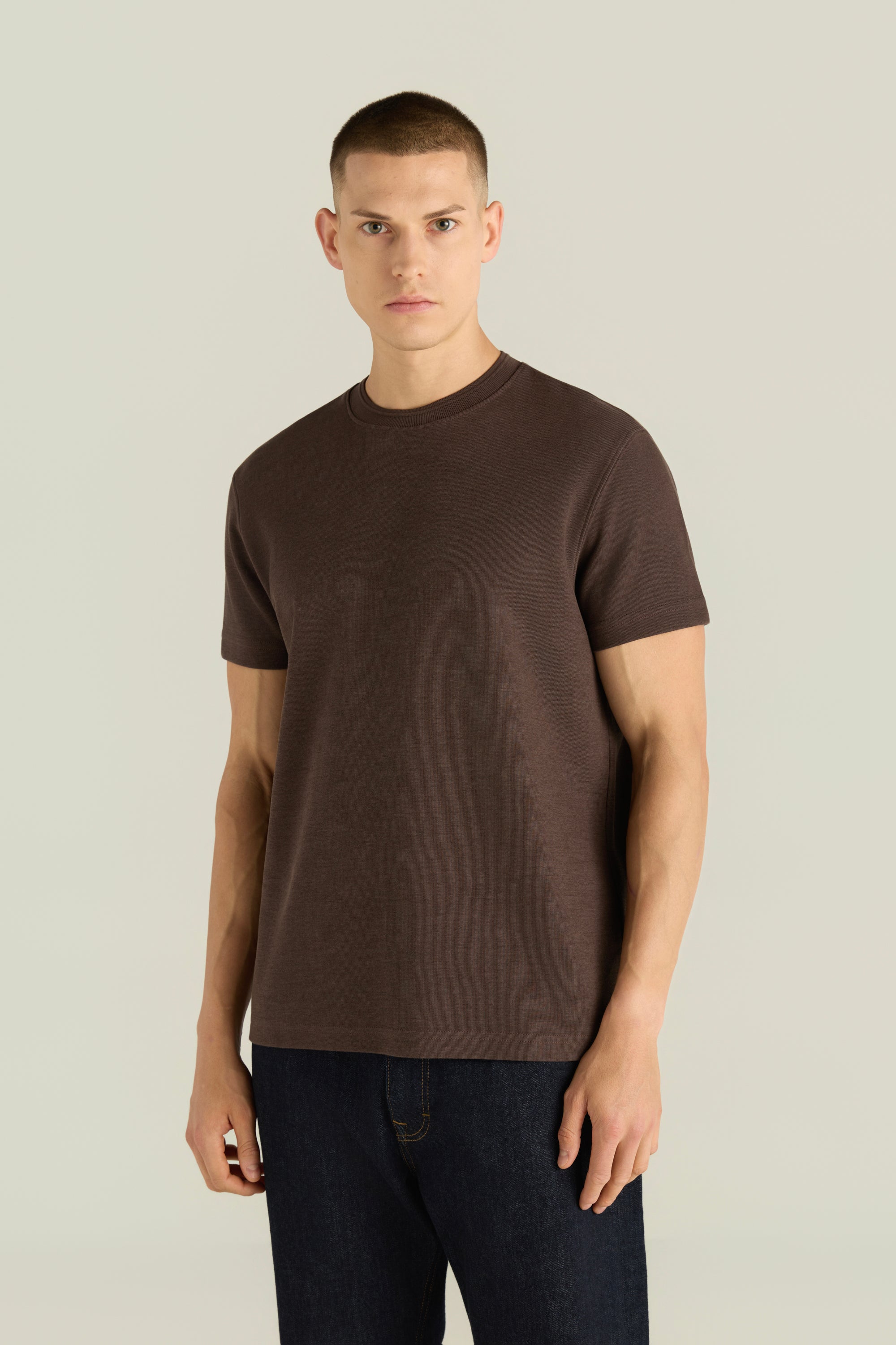 Men'S Ribbed Crew Neck T-Shirt