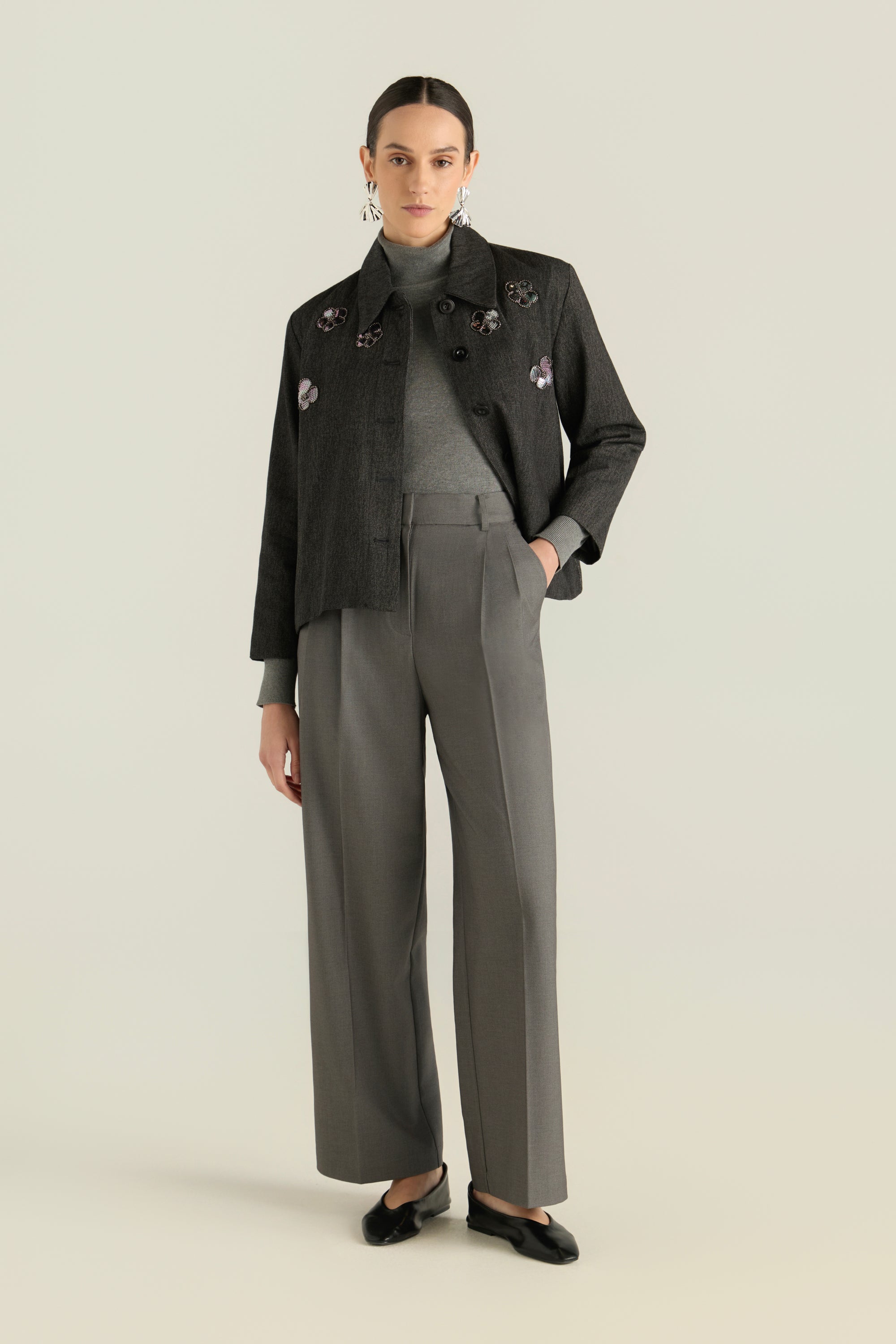 Straight-Cut Solid Trousers