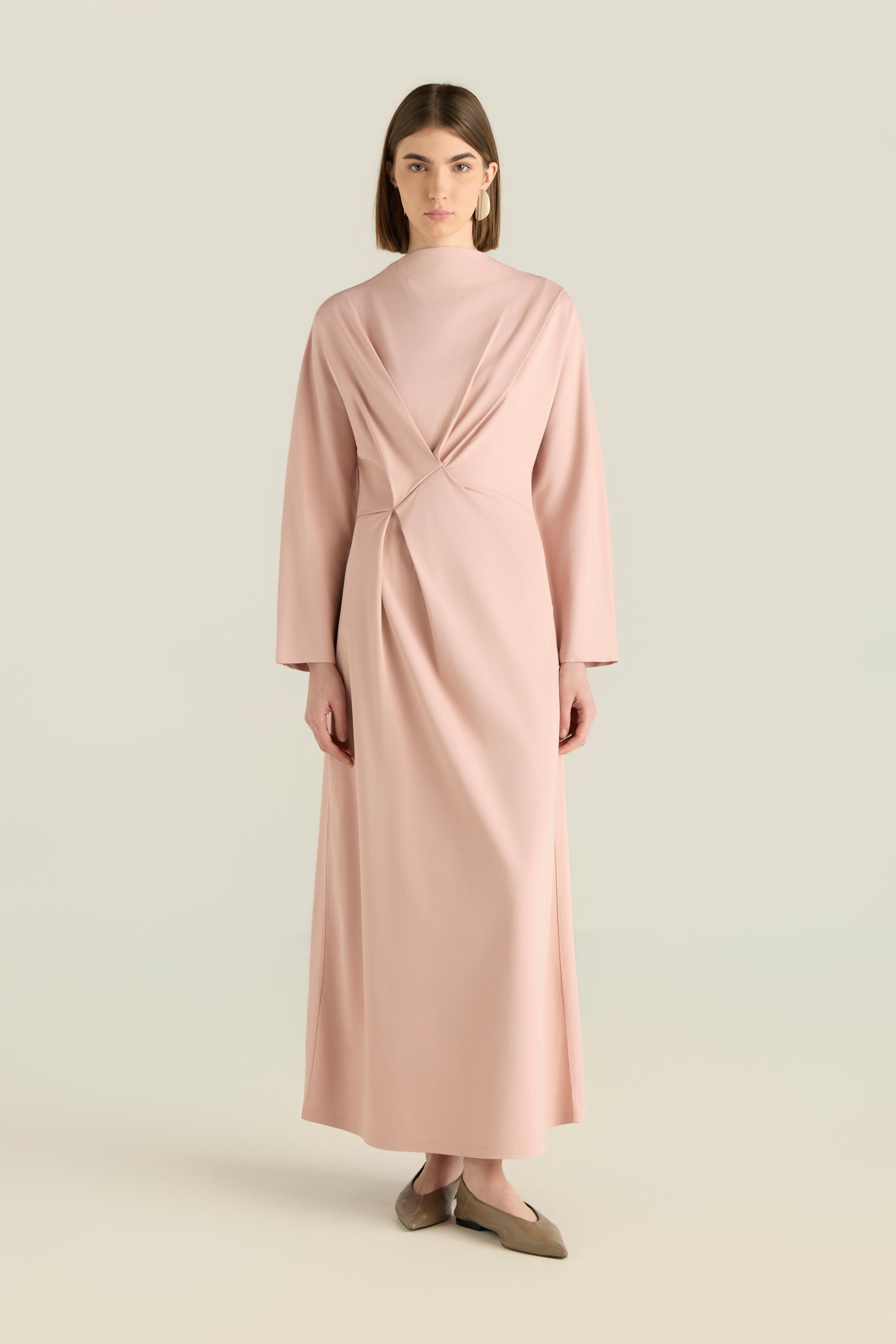 Twist Front Draped Maxi Dress