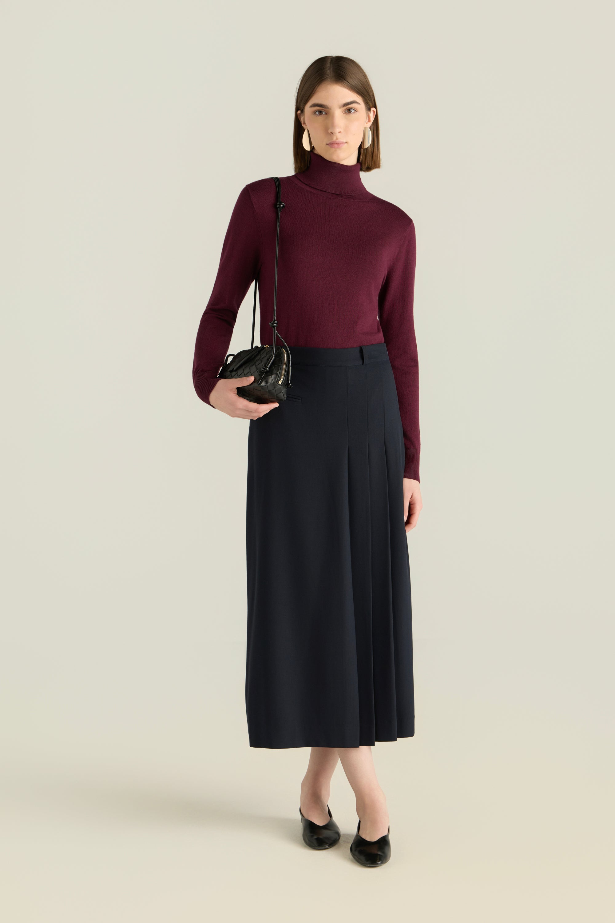 Straight Skirt With Side Pleats