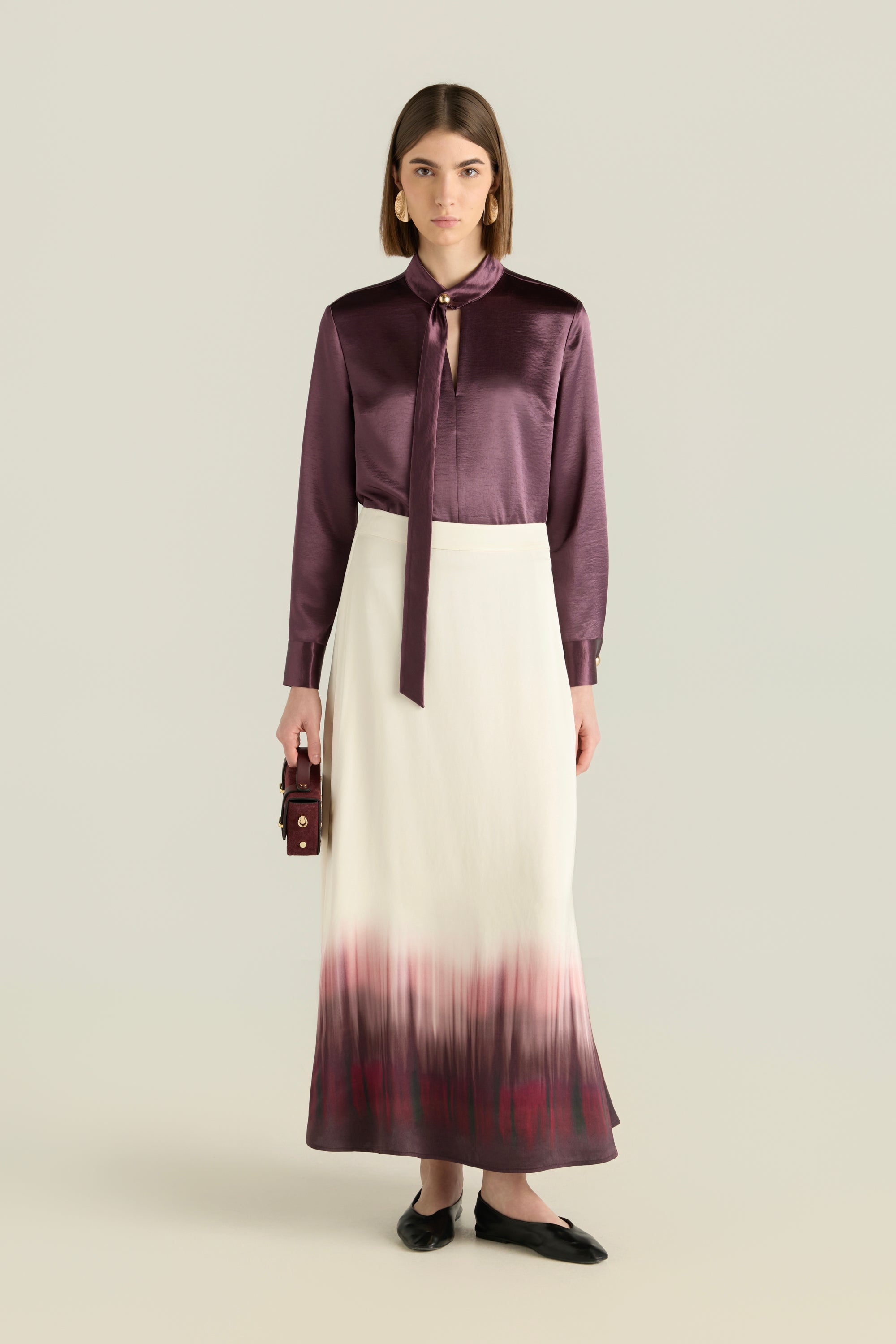 Long Sleeve Satin Blouse