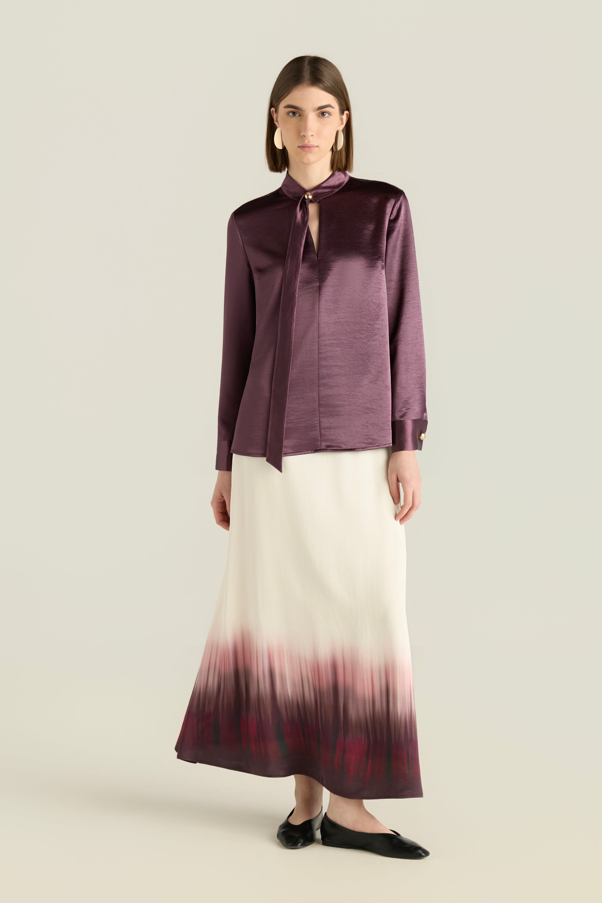 Long Sleeve Satin Blouse