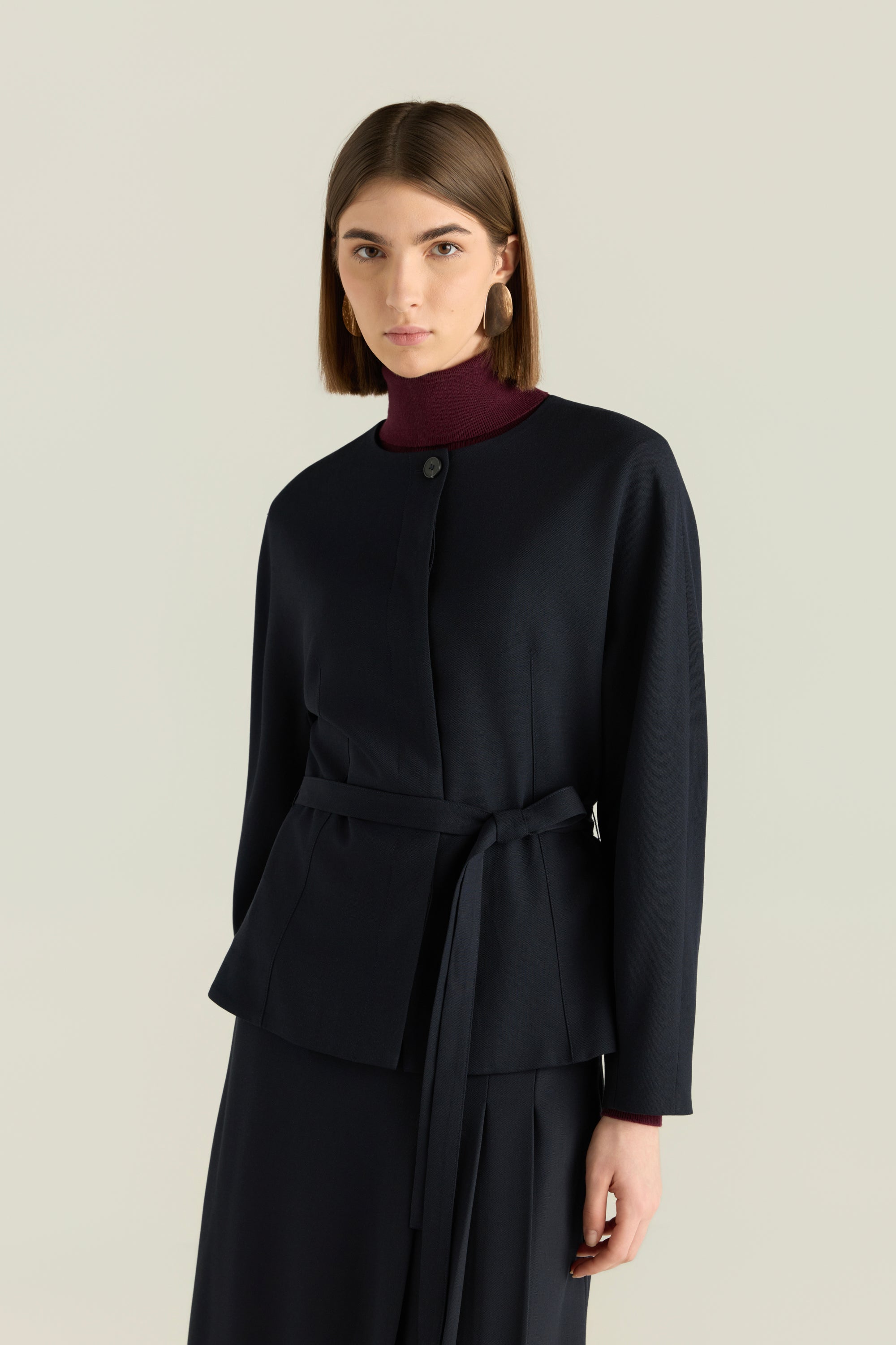 Drop Shoulder Belted Blazer