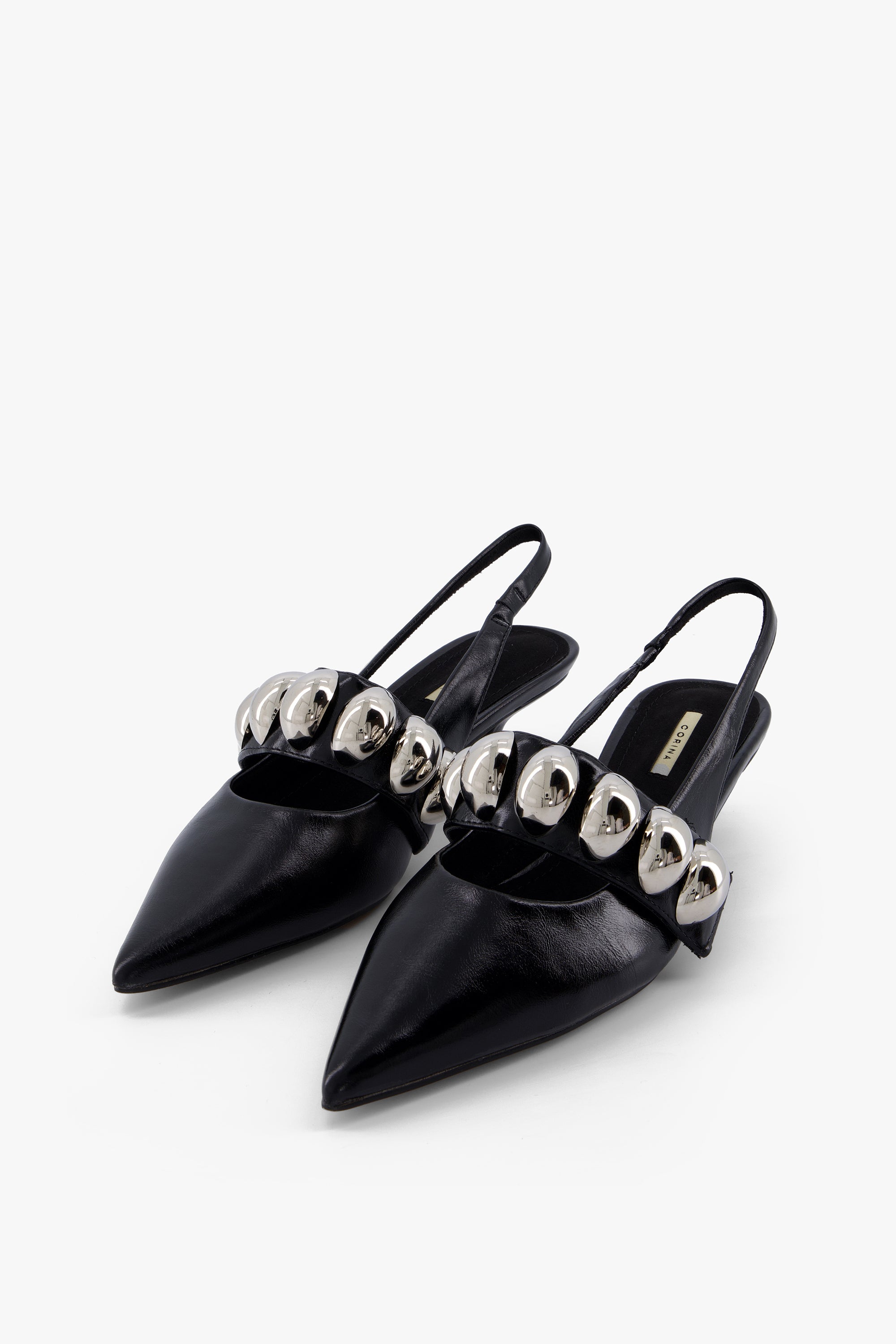 Metallic Details Slingback Heels