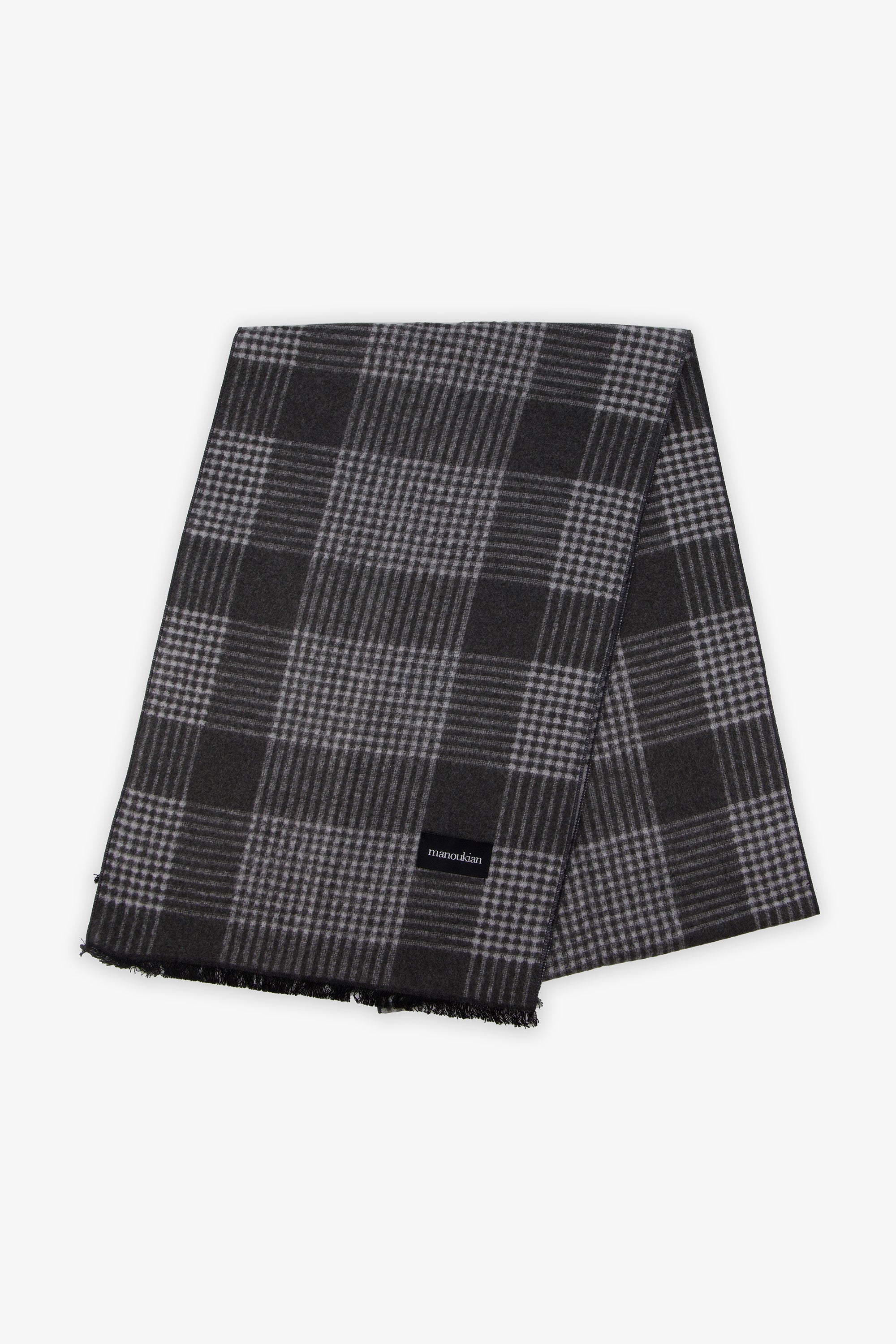 Men'S Checked Frayed Scarf