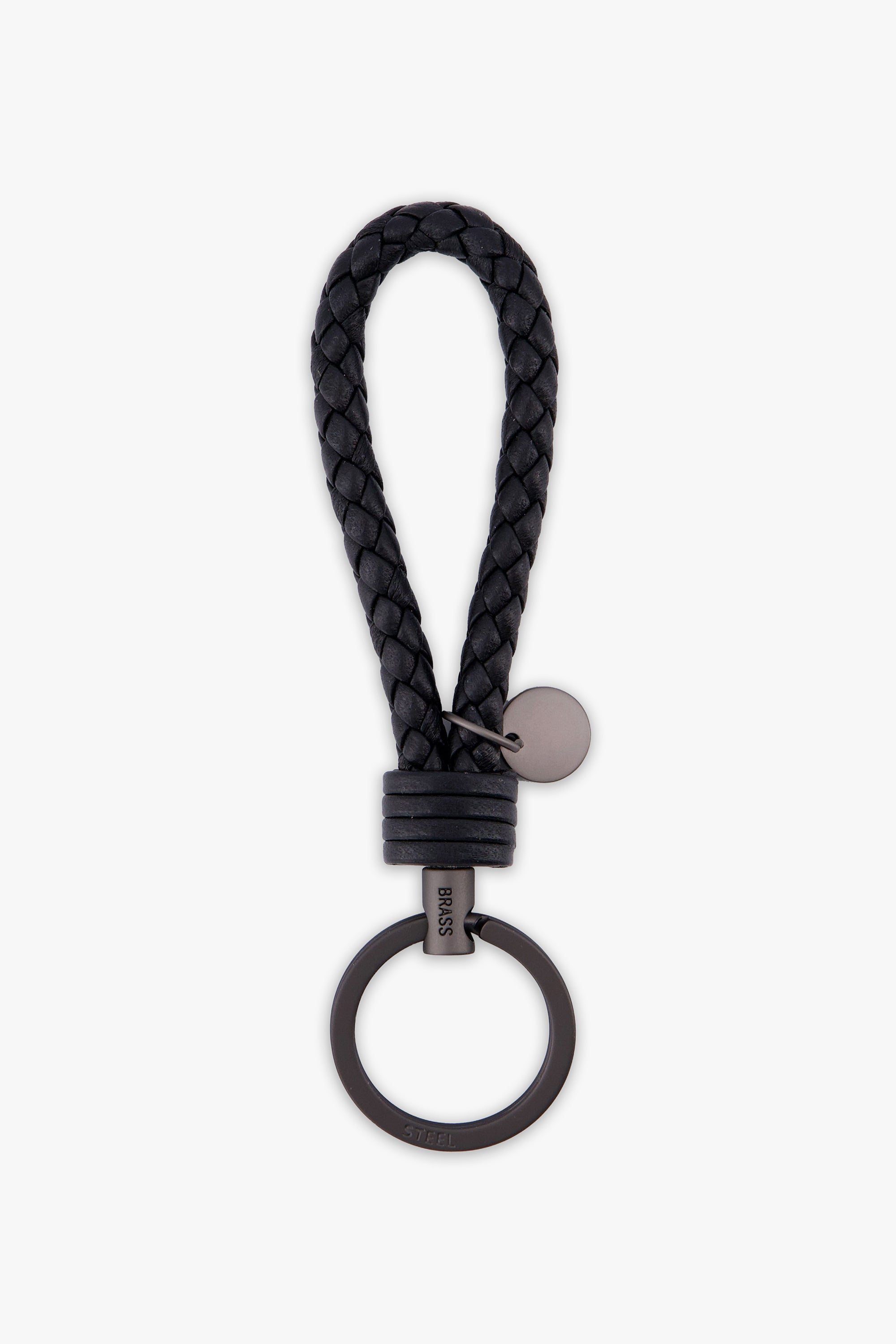 Men'S Braided Leather Keychain