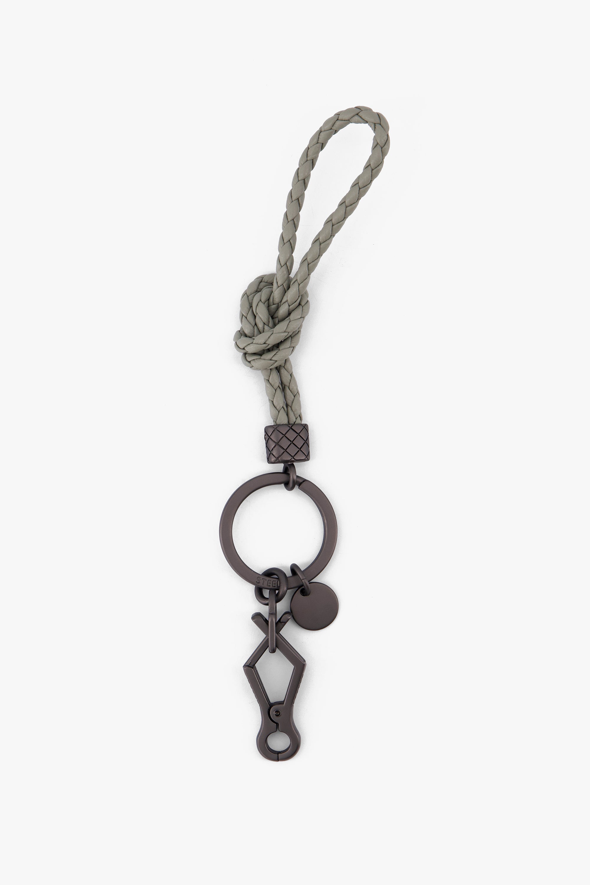 Men'S Knotted Leather Keychain