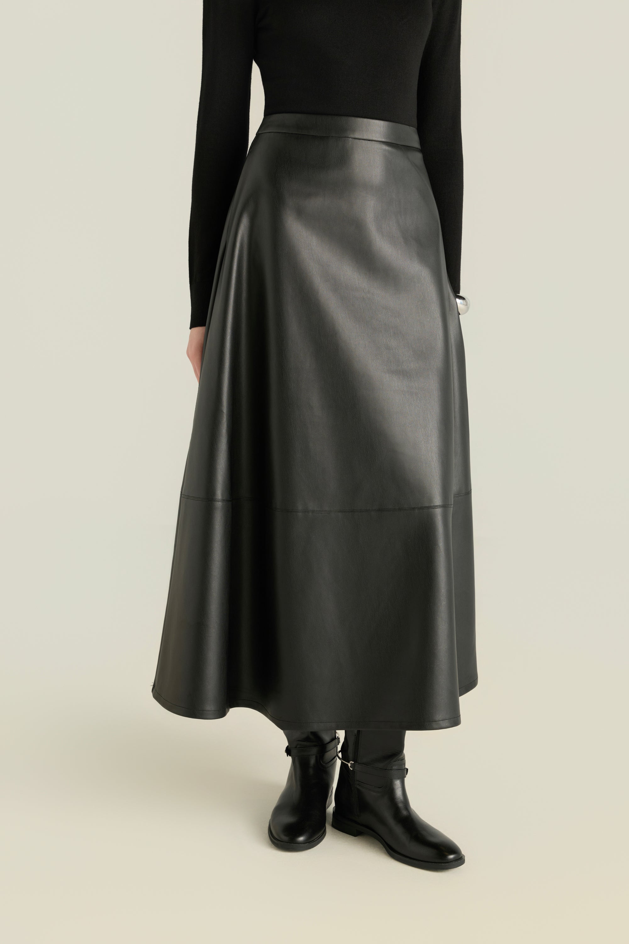 Pu Leather A-Line Skirt