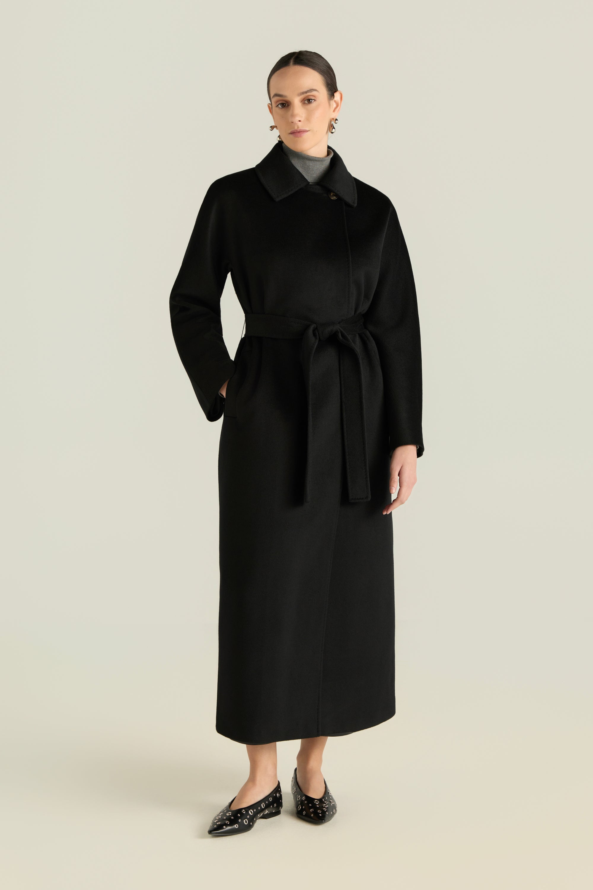 Wool Belted Long Coat