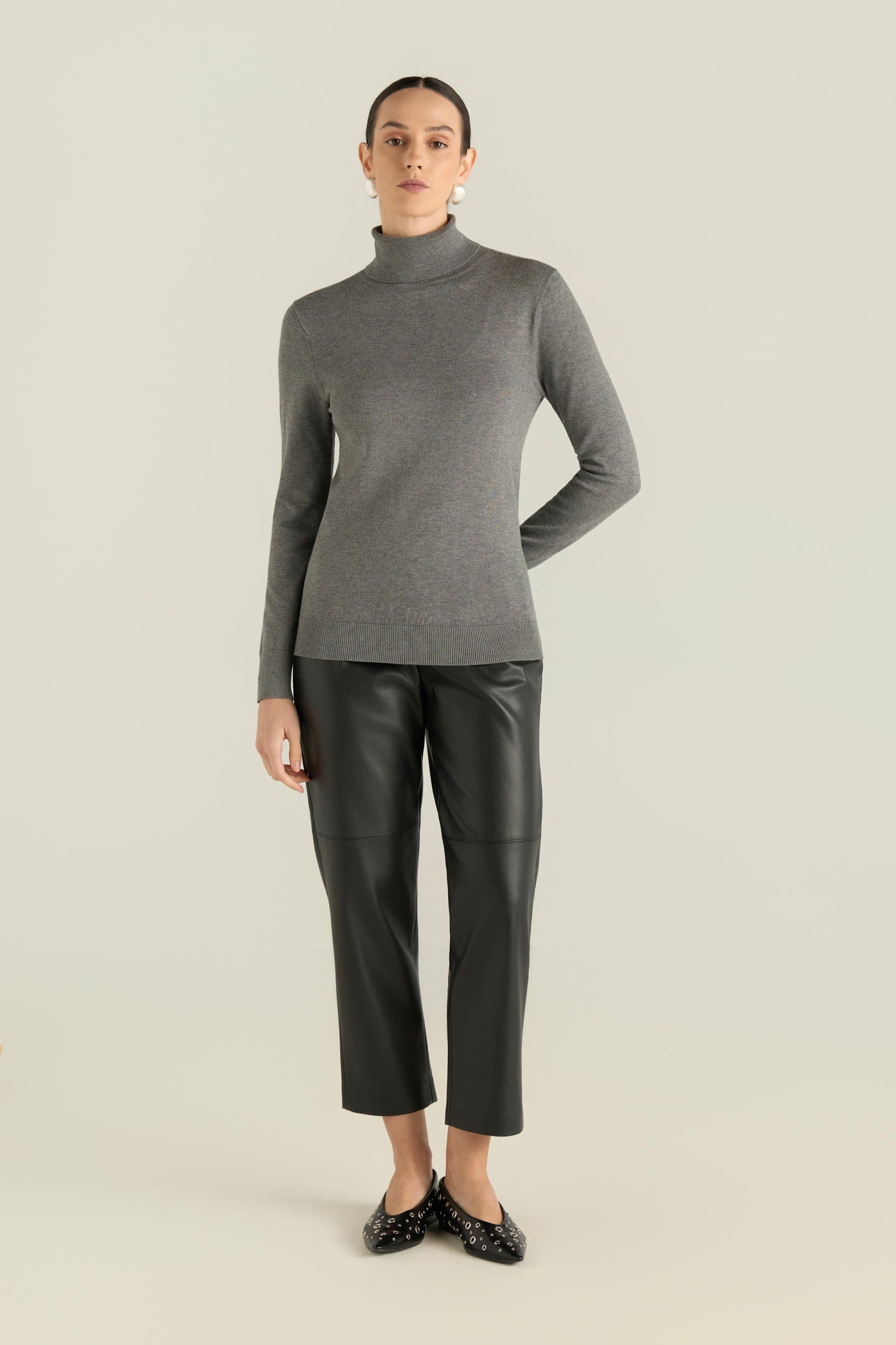 High Neck Ribbed Top