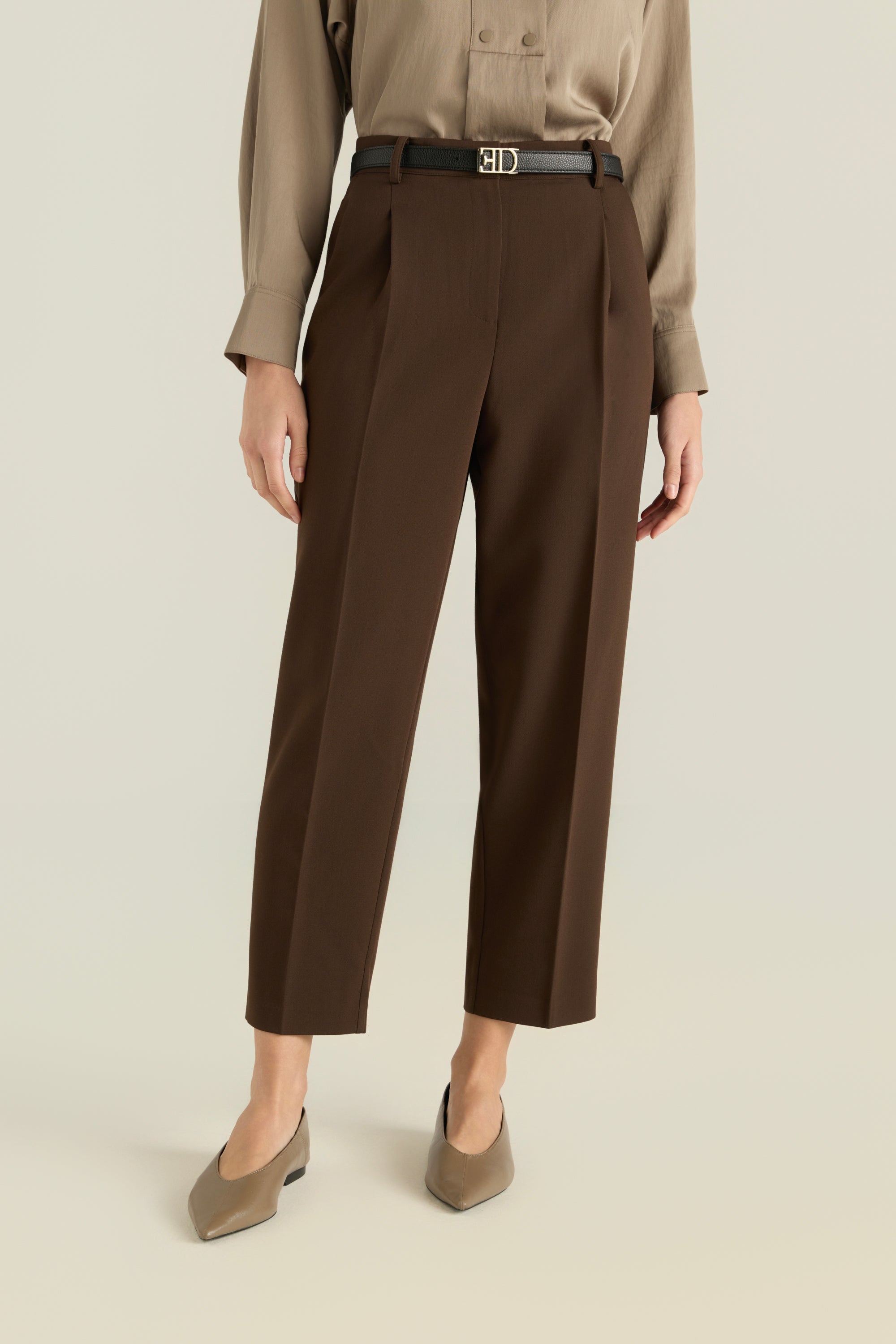 Belted High -Waist Trousers