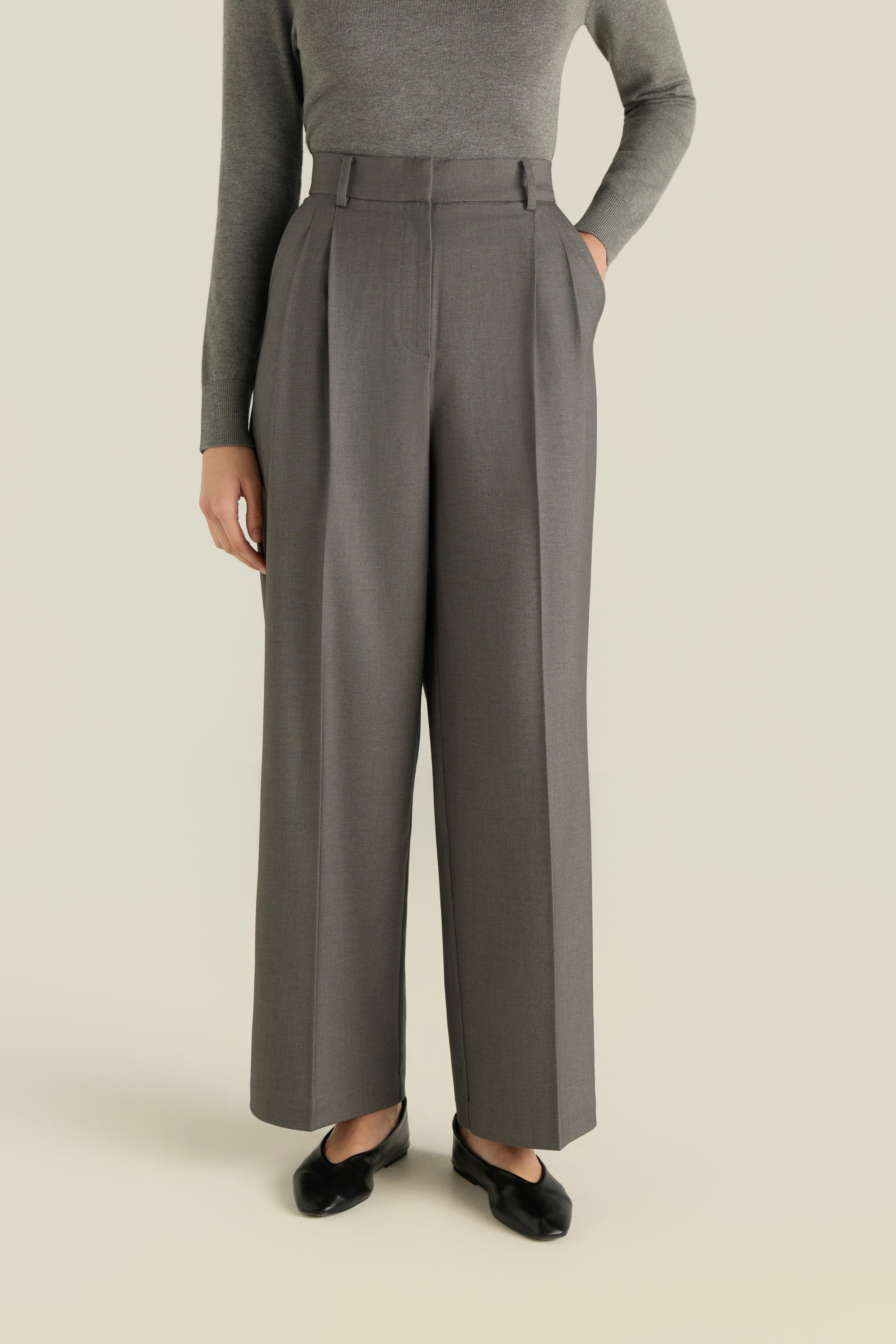 Straight-Cut Solid Trousers