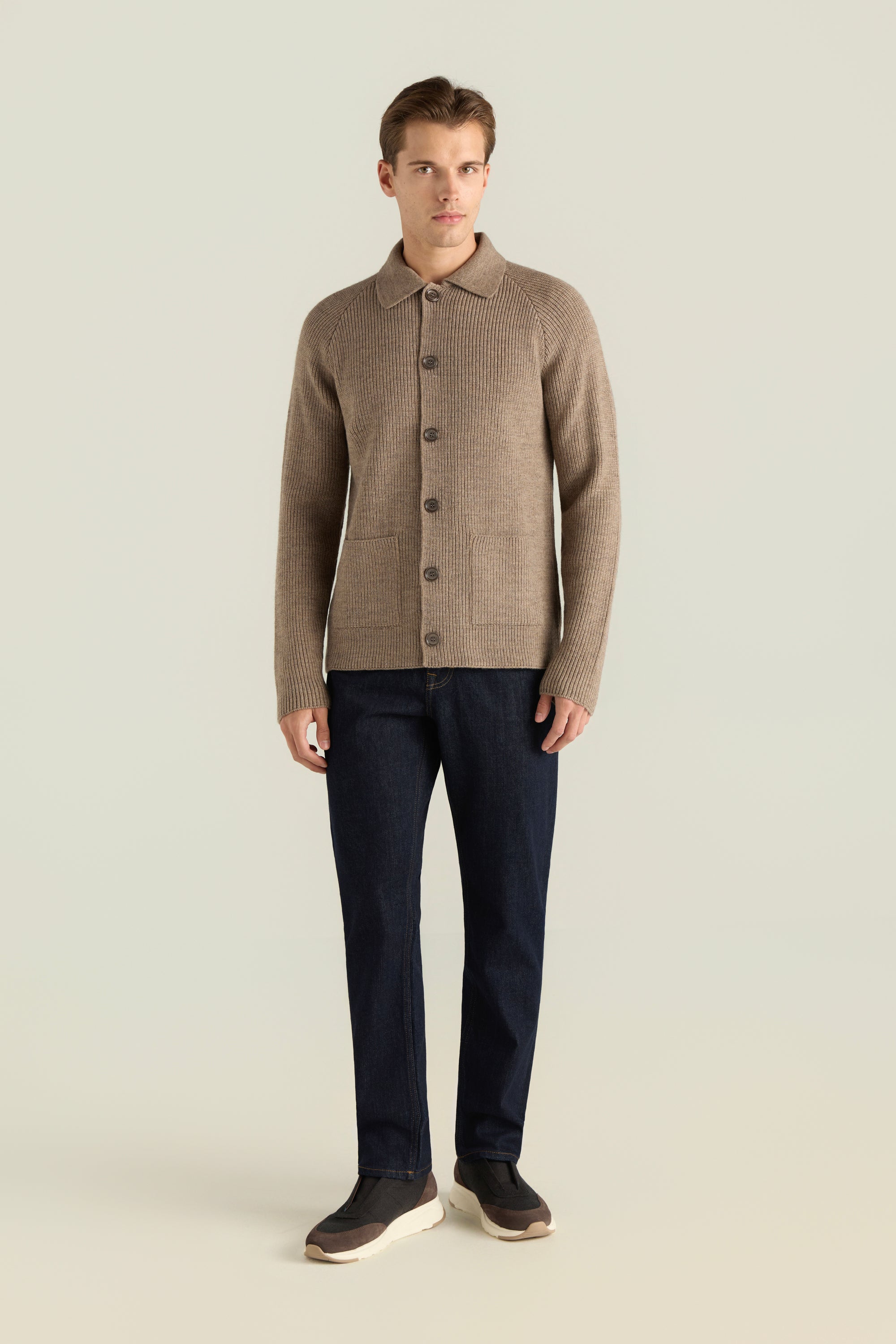 Men'S Rib-Detail Knit Cardigan