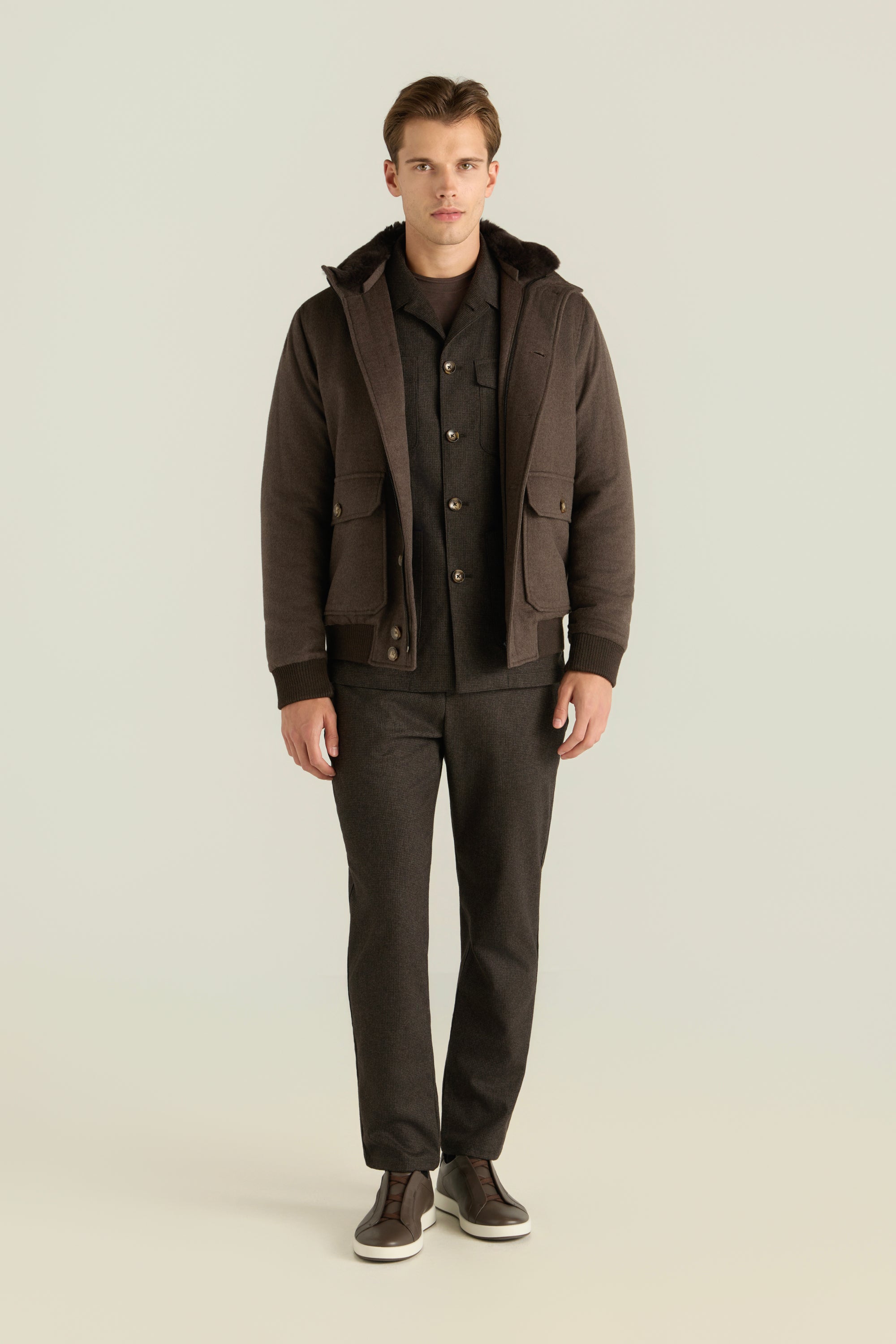 Men'S Zip Button Bomber Jacket