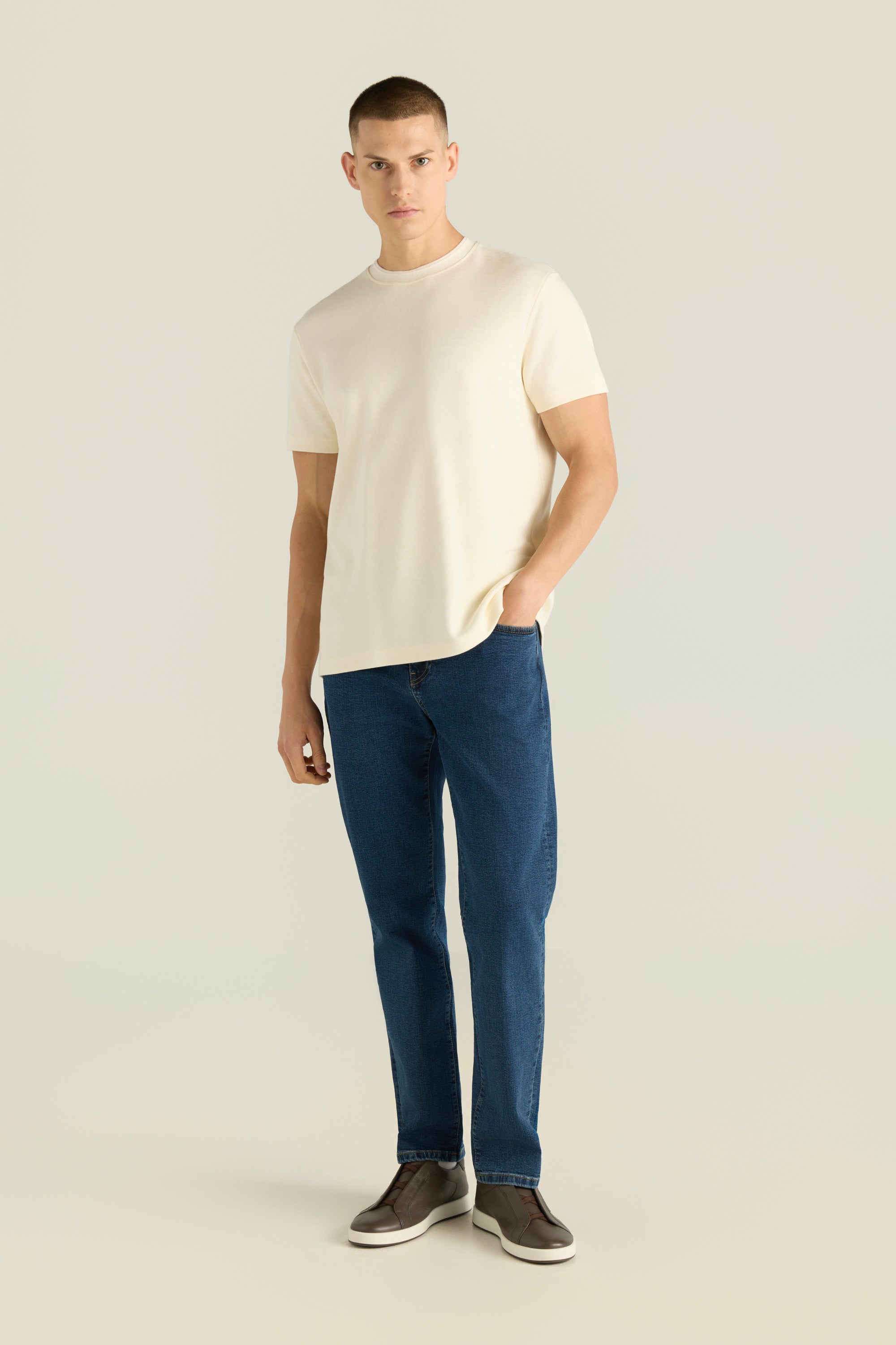 Men'S Ribbed Crew Neck T-Shirt