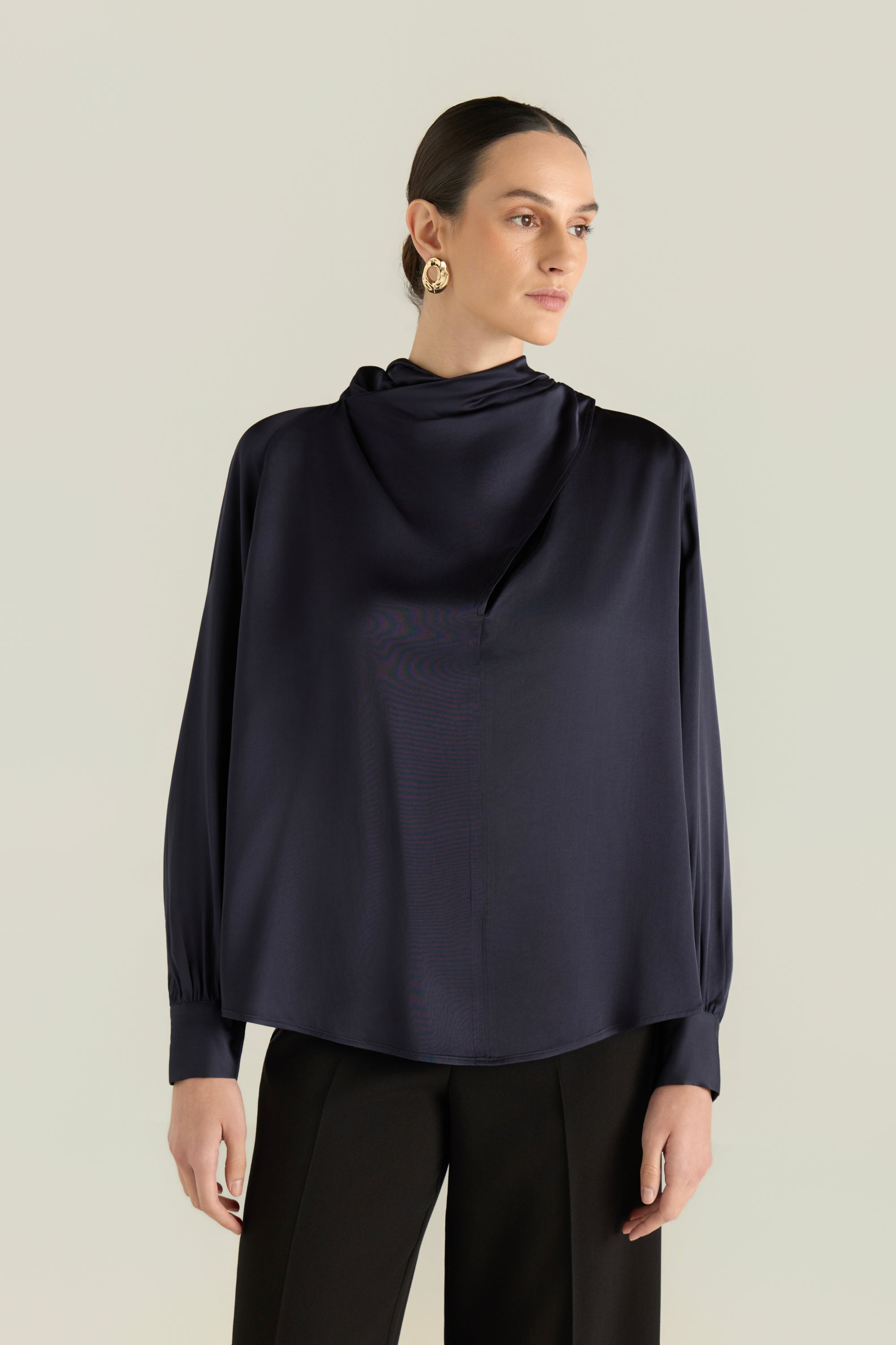 Satin Blouse With Front Tie