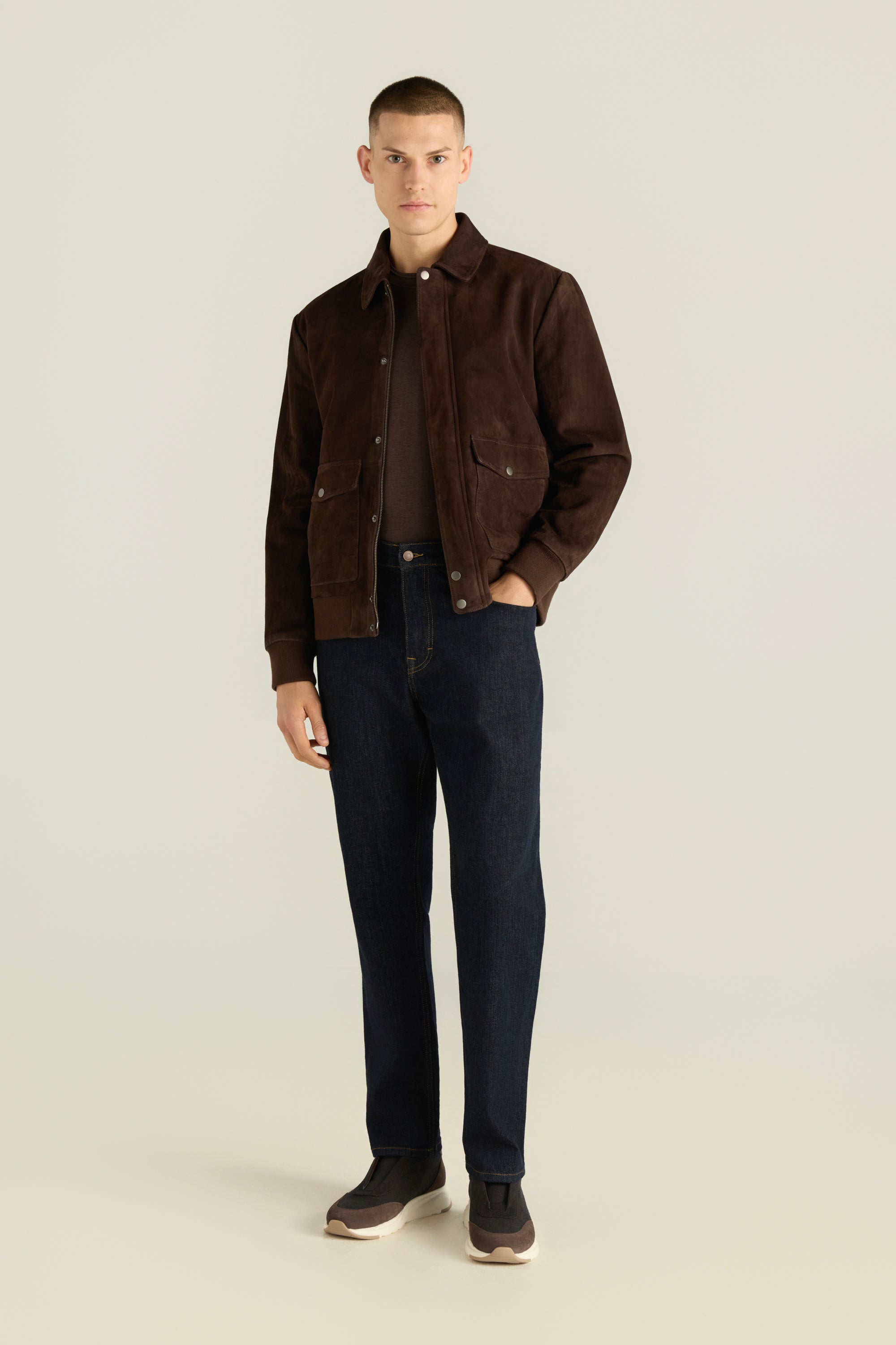 Men'S Suede Bomber Jacket