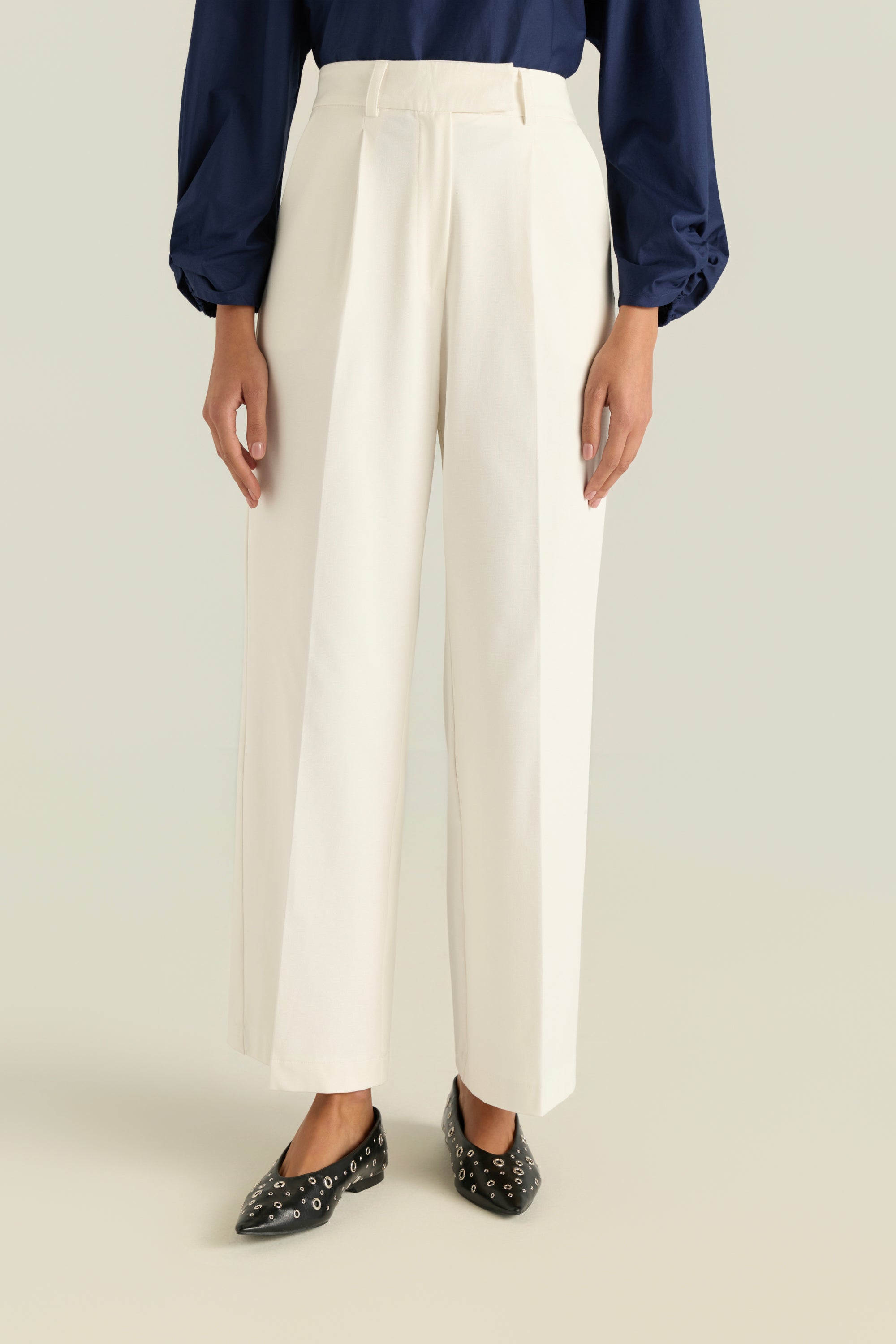 High-Waisted Pleated Trousers