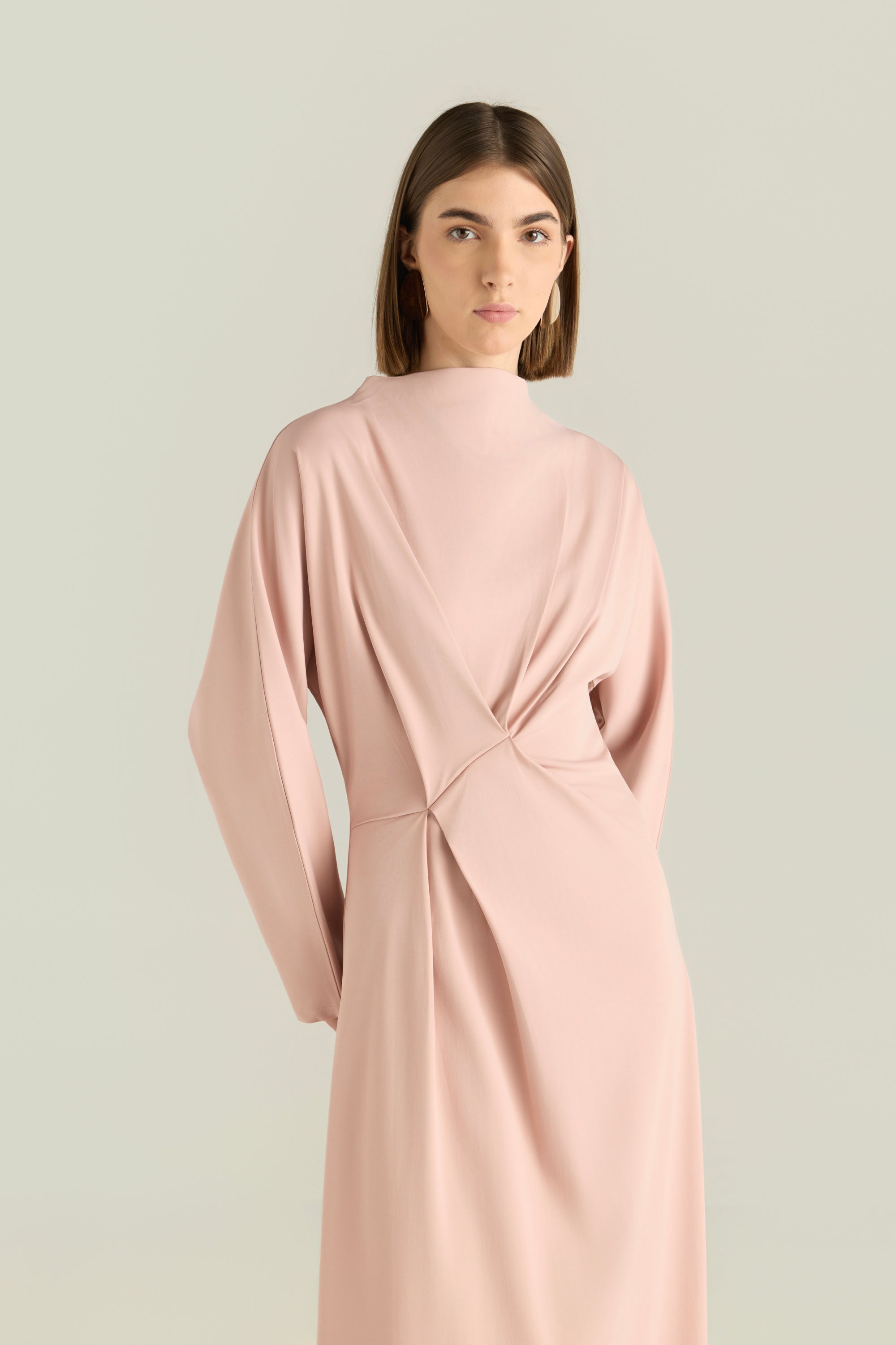 Twist Front Draped Maxi Dress