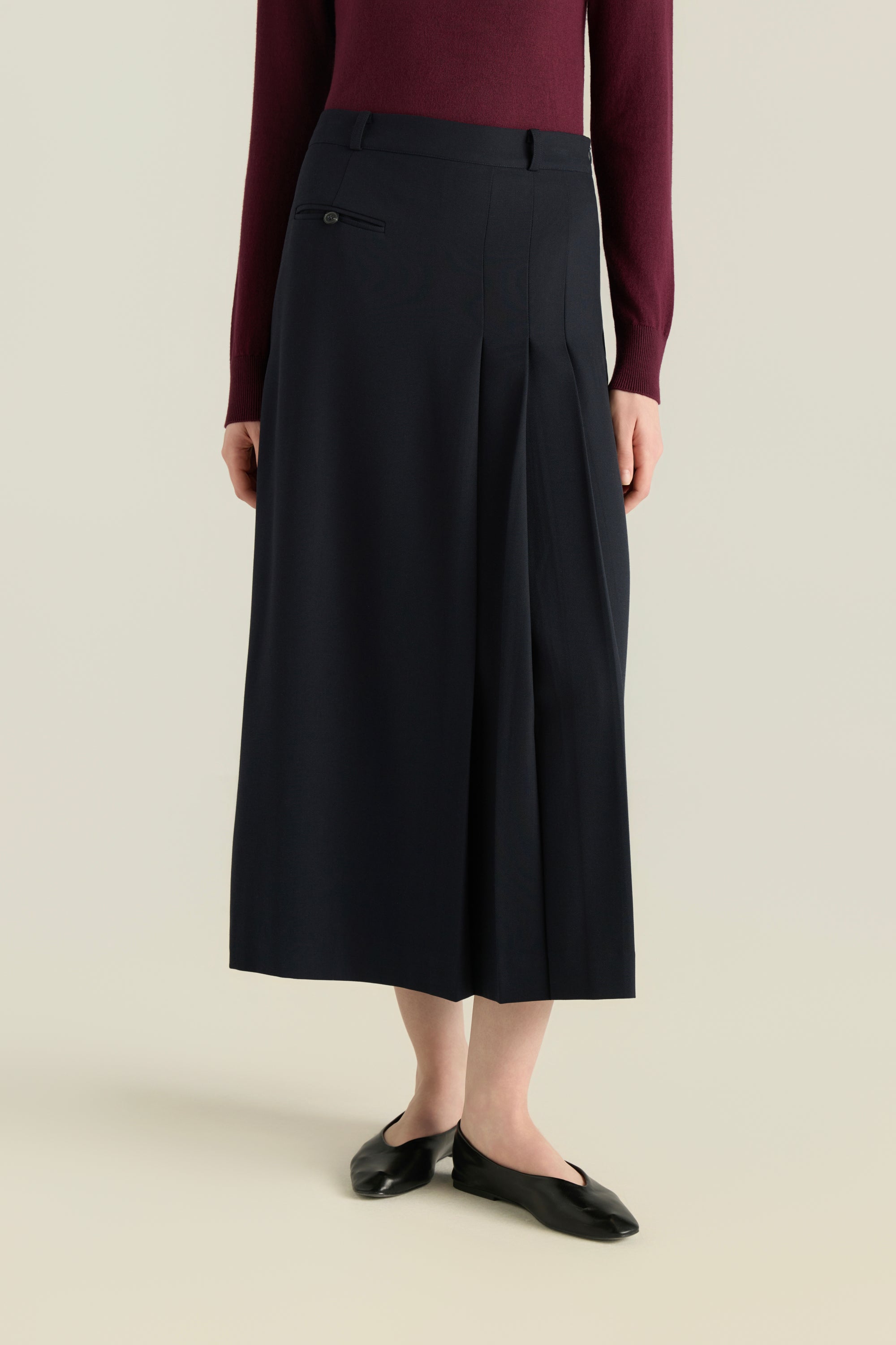 Straight Skirt With Side Pleats