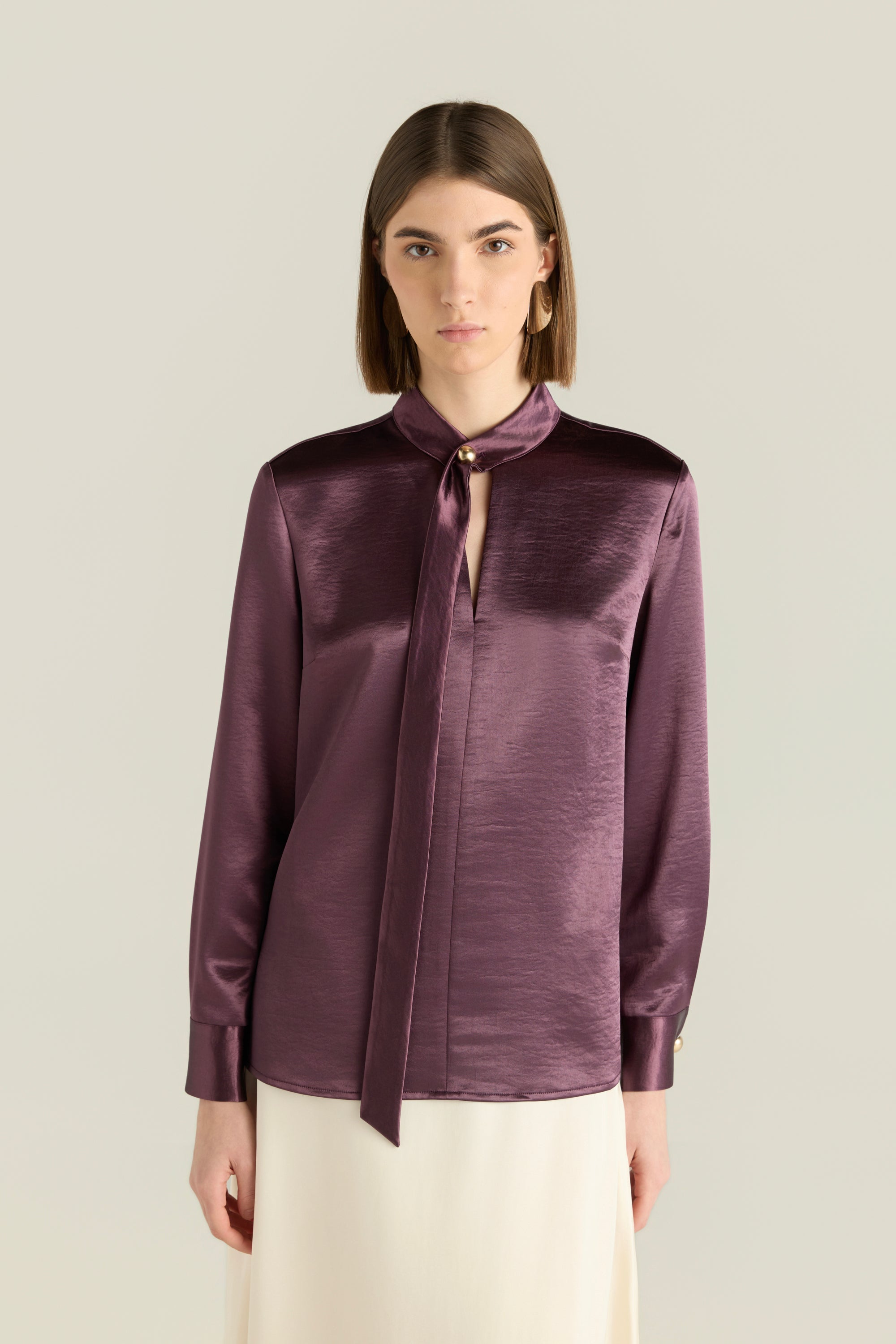 Long Sleeve Satin Blouse