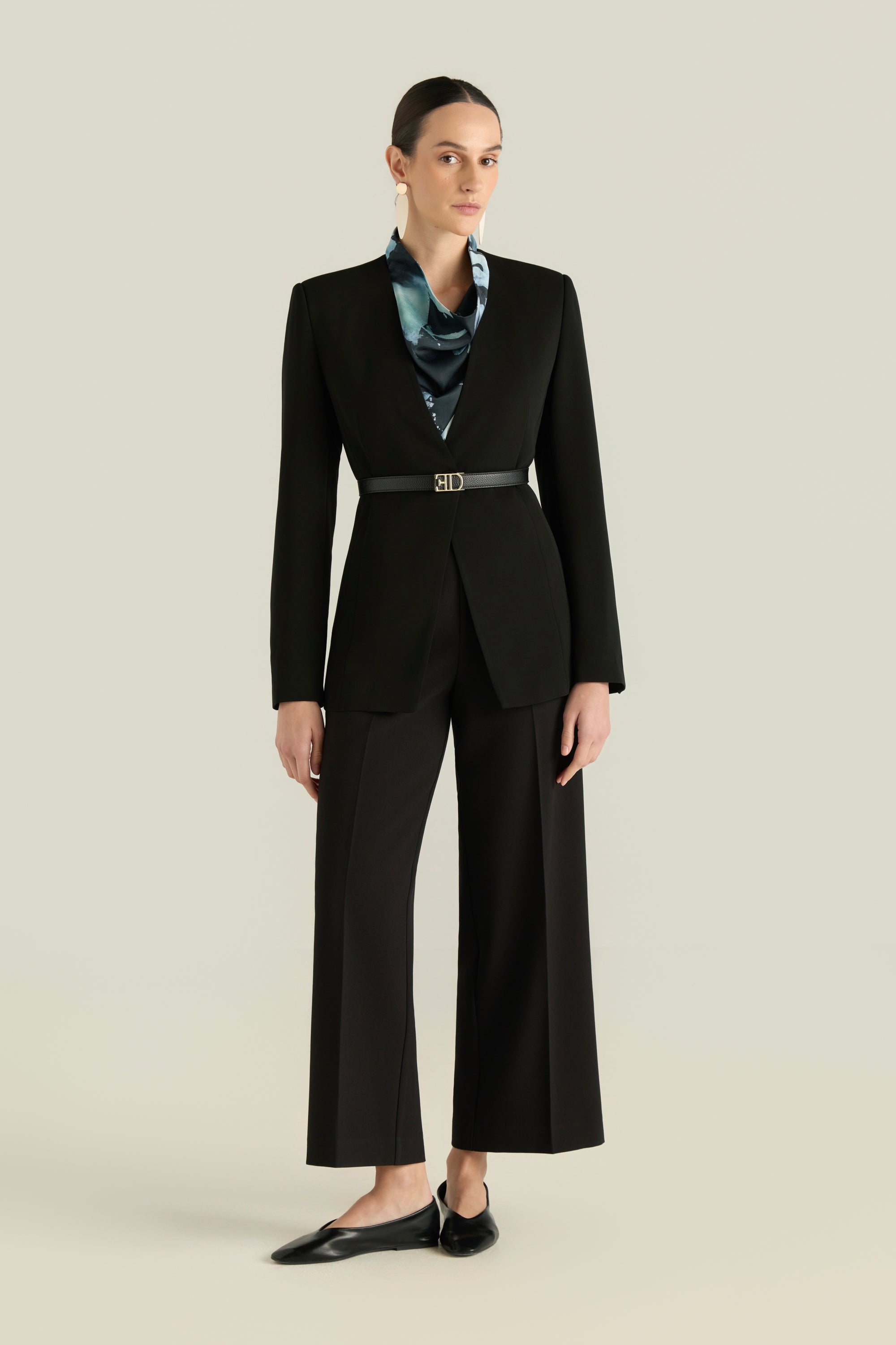 Collarless One Button Blazer