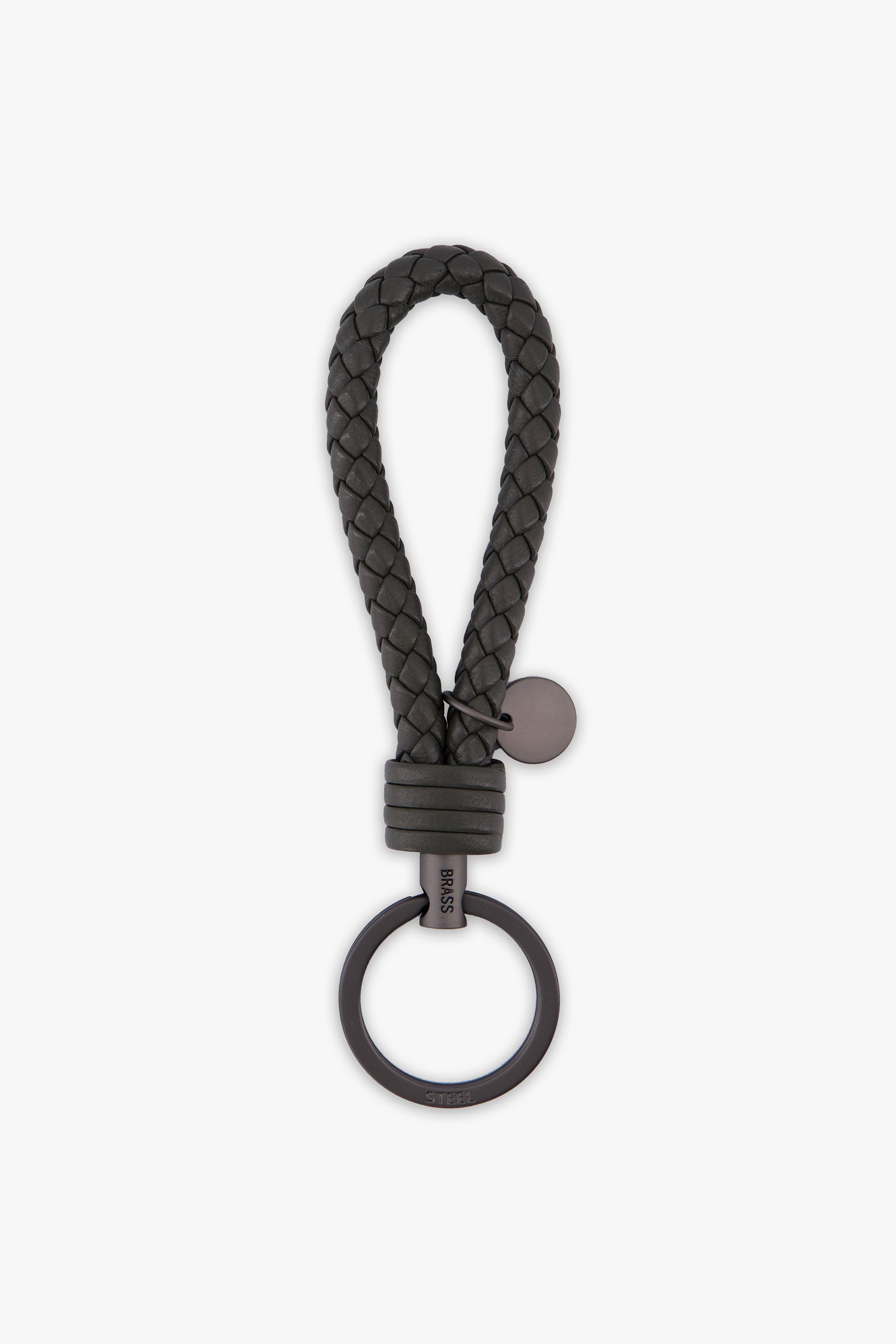 Men'S Braided Leather Keychain