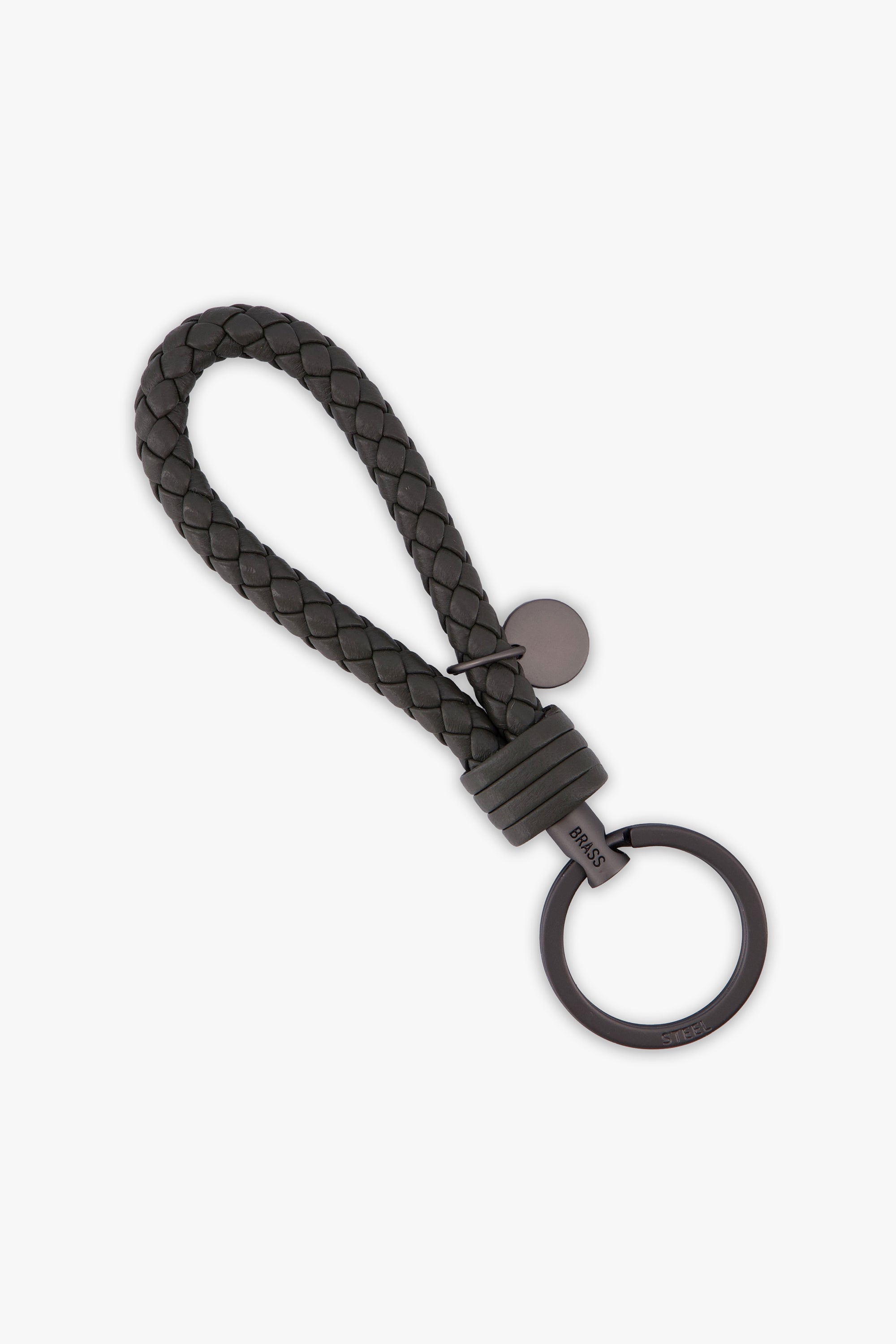 Men'S Braided Leather Keychain