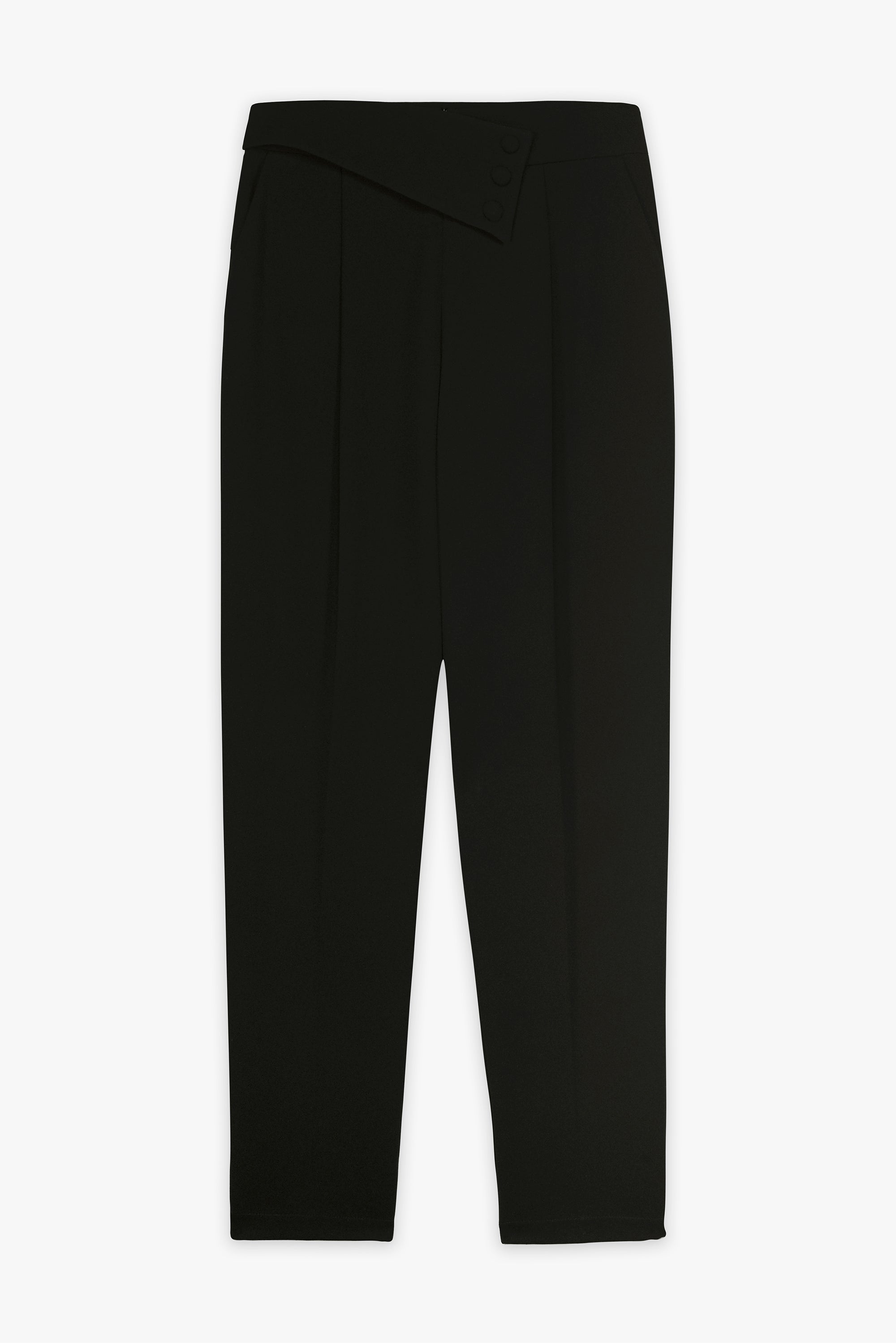 Asymmetric Overlap Waistband Pants