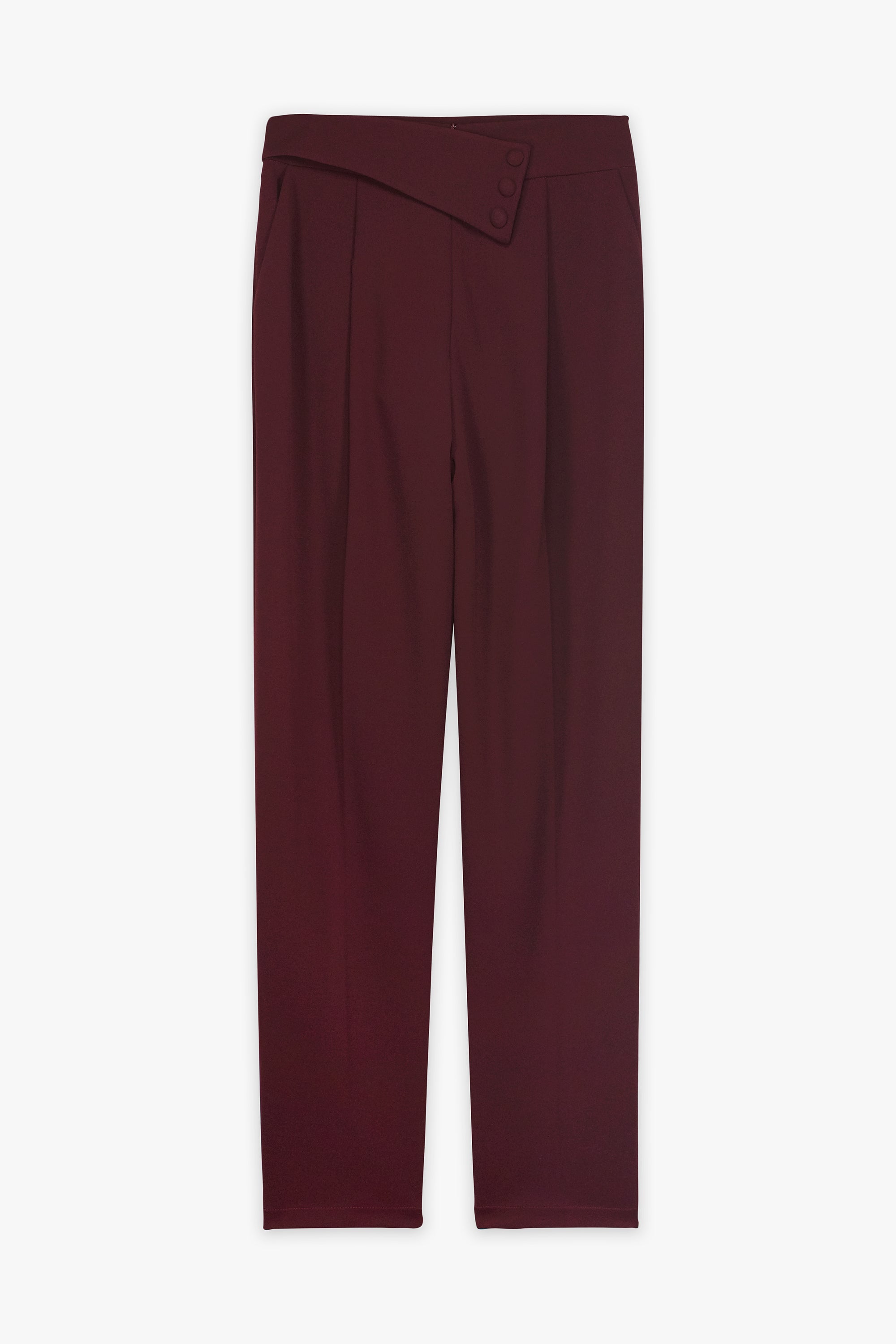 Asymmetric Overlap Waistband Pants