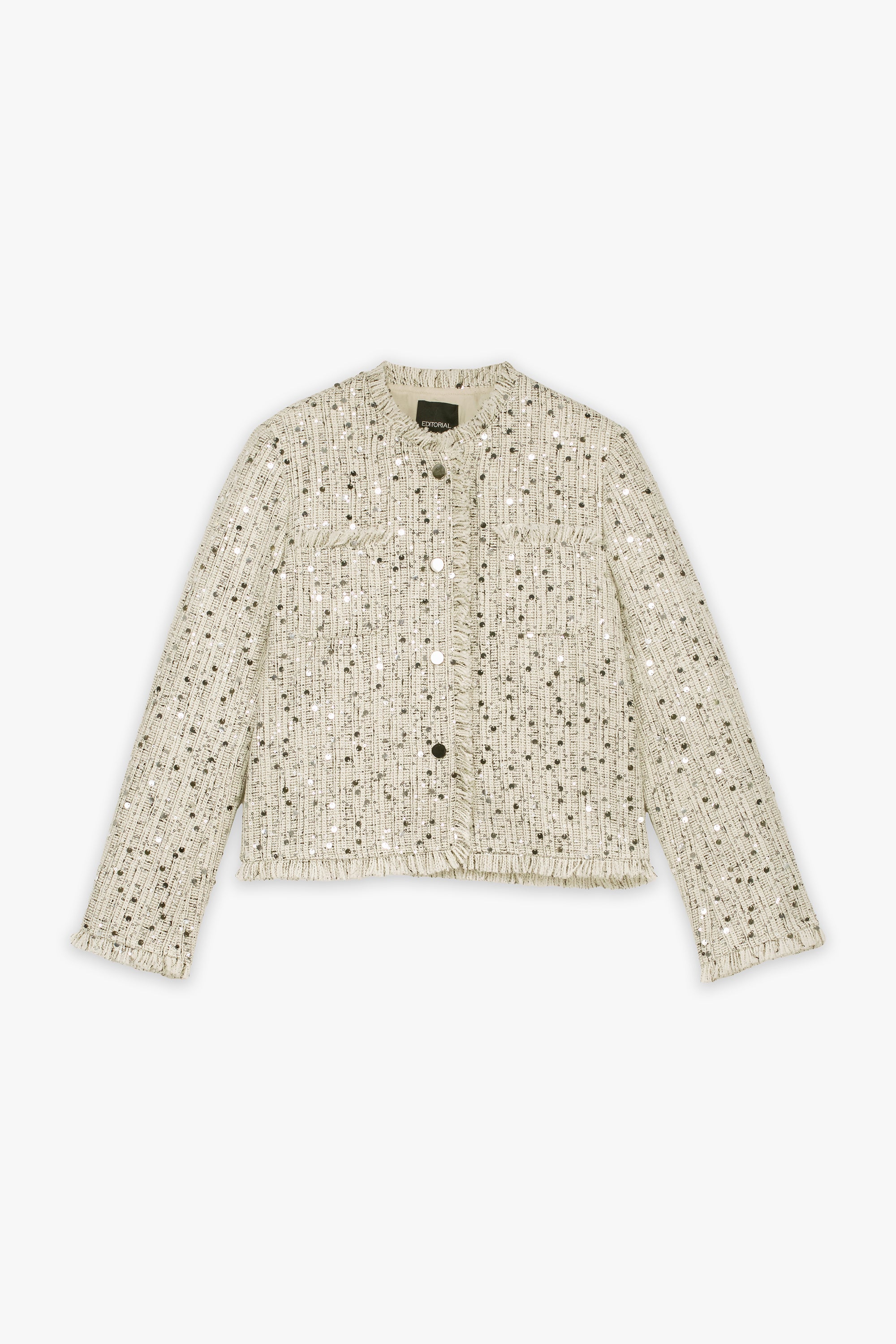Sequin-Speckled Tweed Jacket