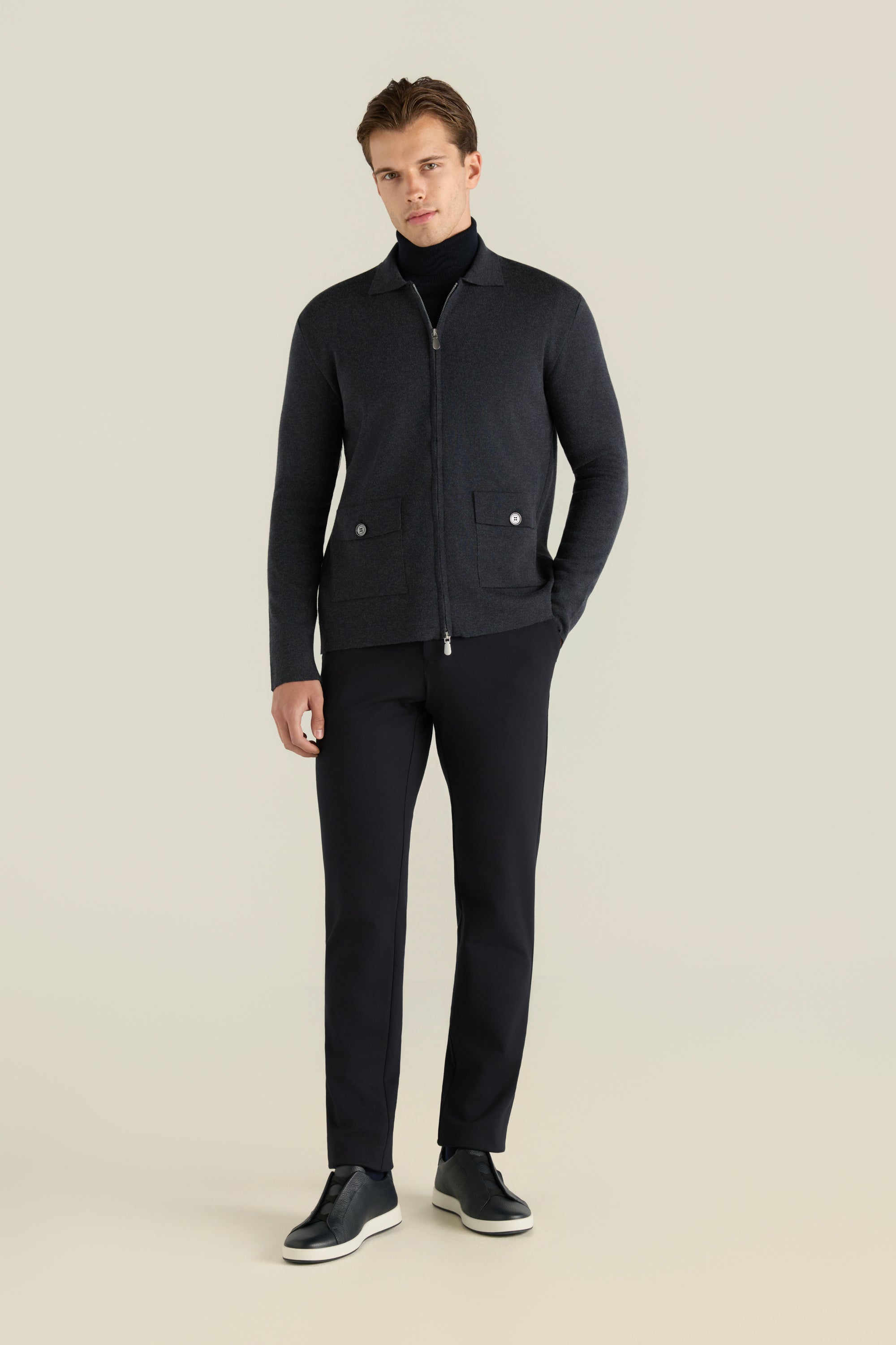 Men'S Cardigan With Flap Pockets