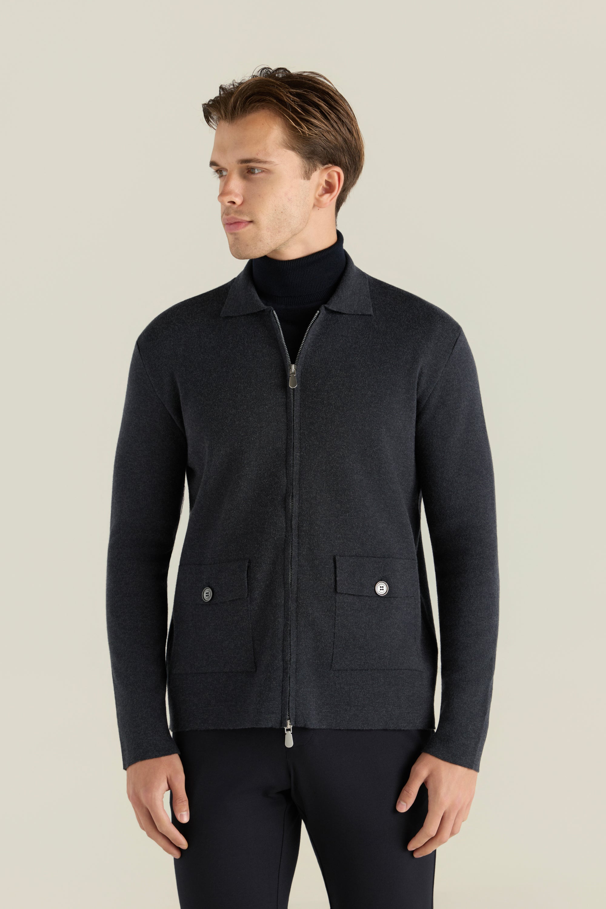 Men'S Cardigan With Flap Pockets