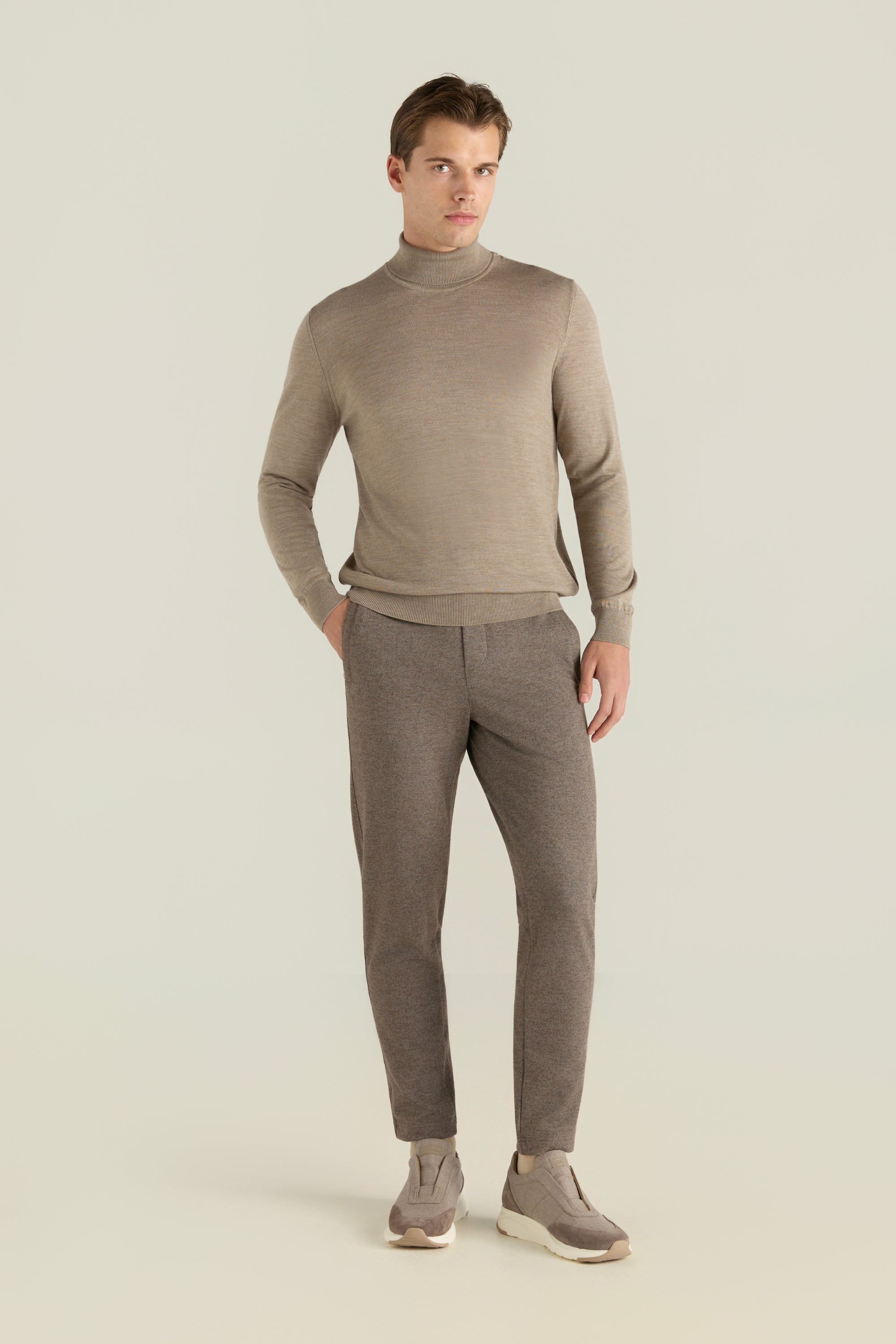 Men'S High Neck Wool Sweater