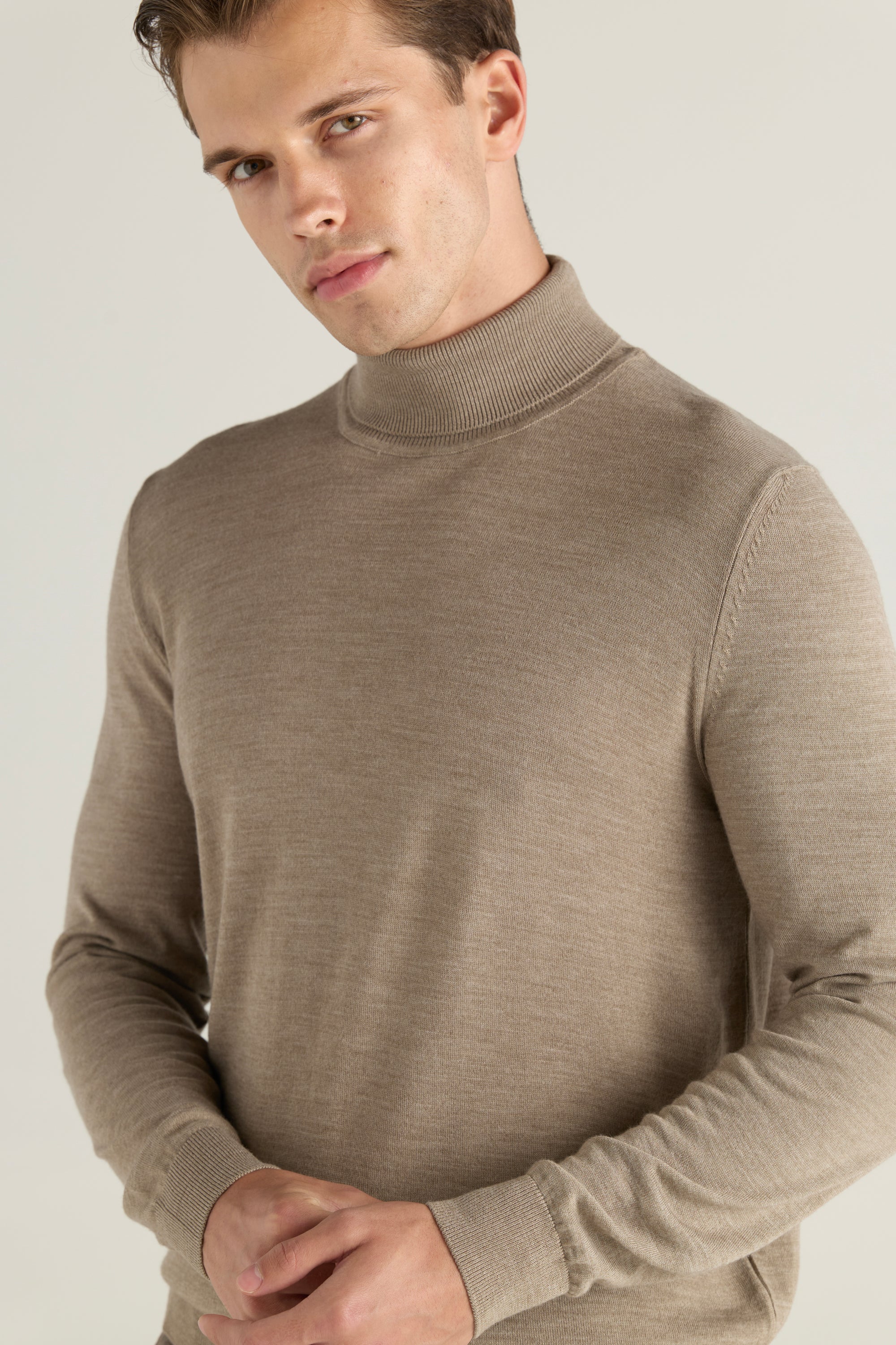 Men'S High Neck Wool Sweater