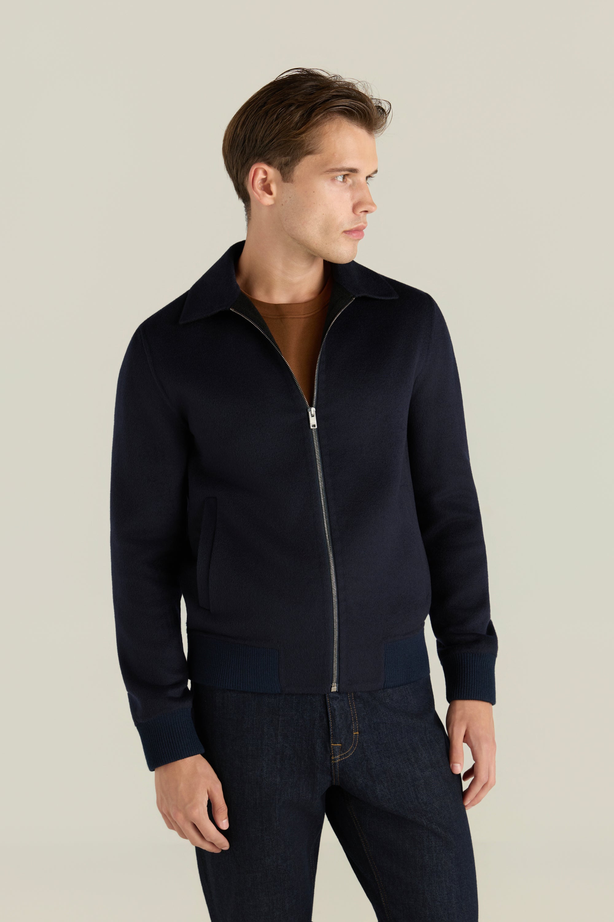 Men'S Pure Wool Zip Jacket