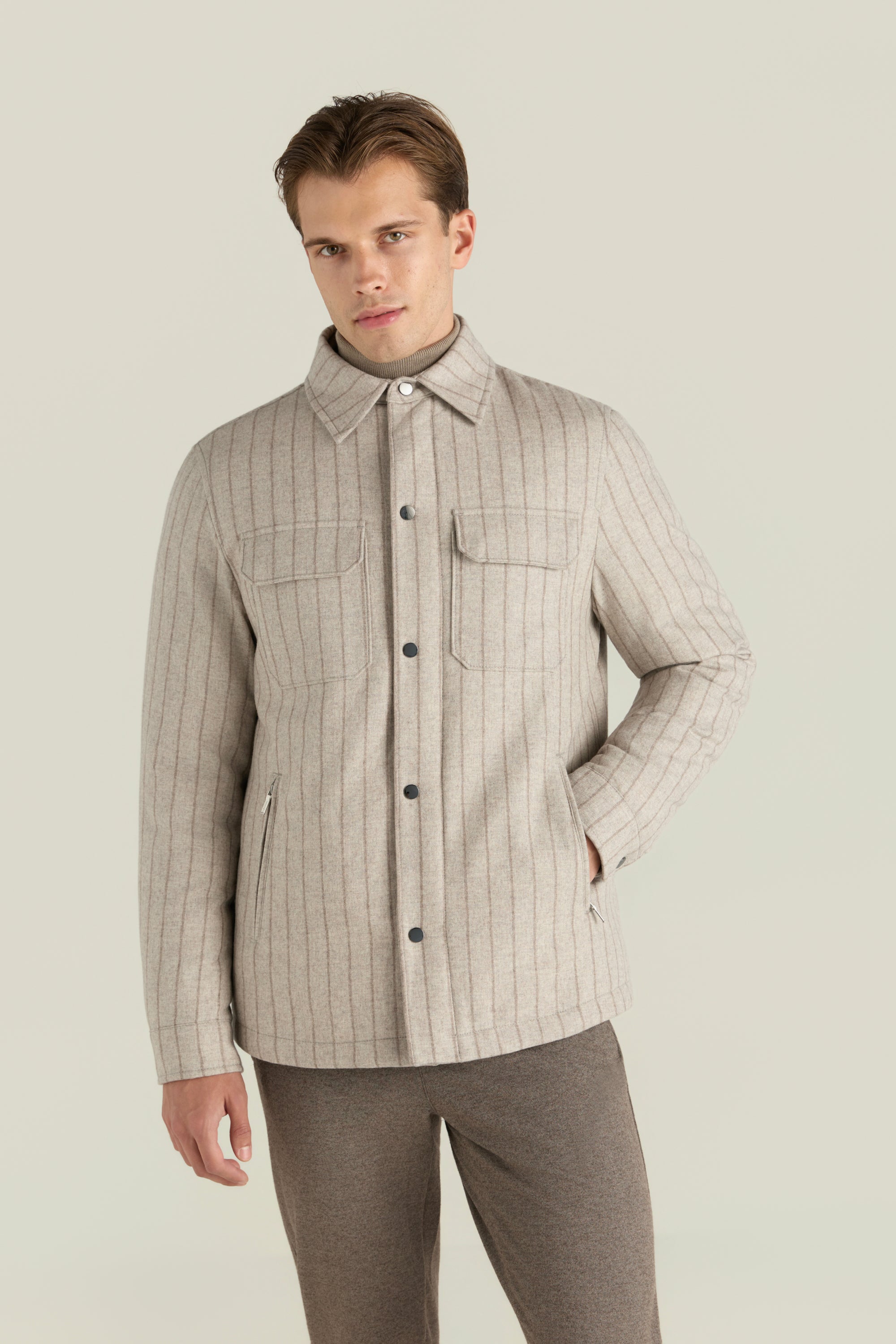 Men'S Striped Shirt Jacket