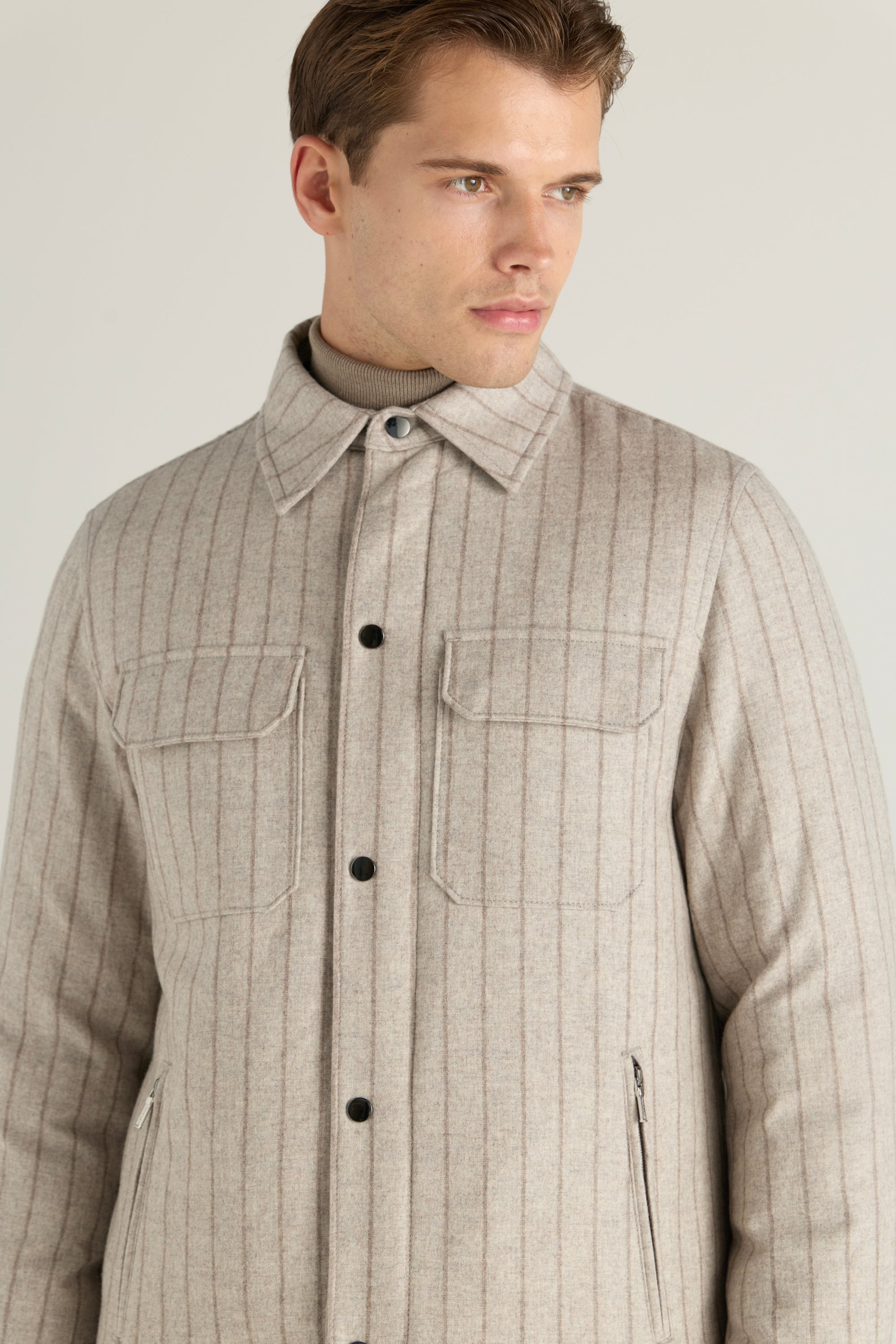Men'S Striped Shirt Jacket