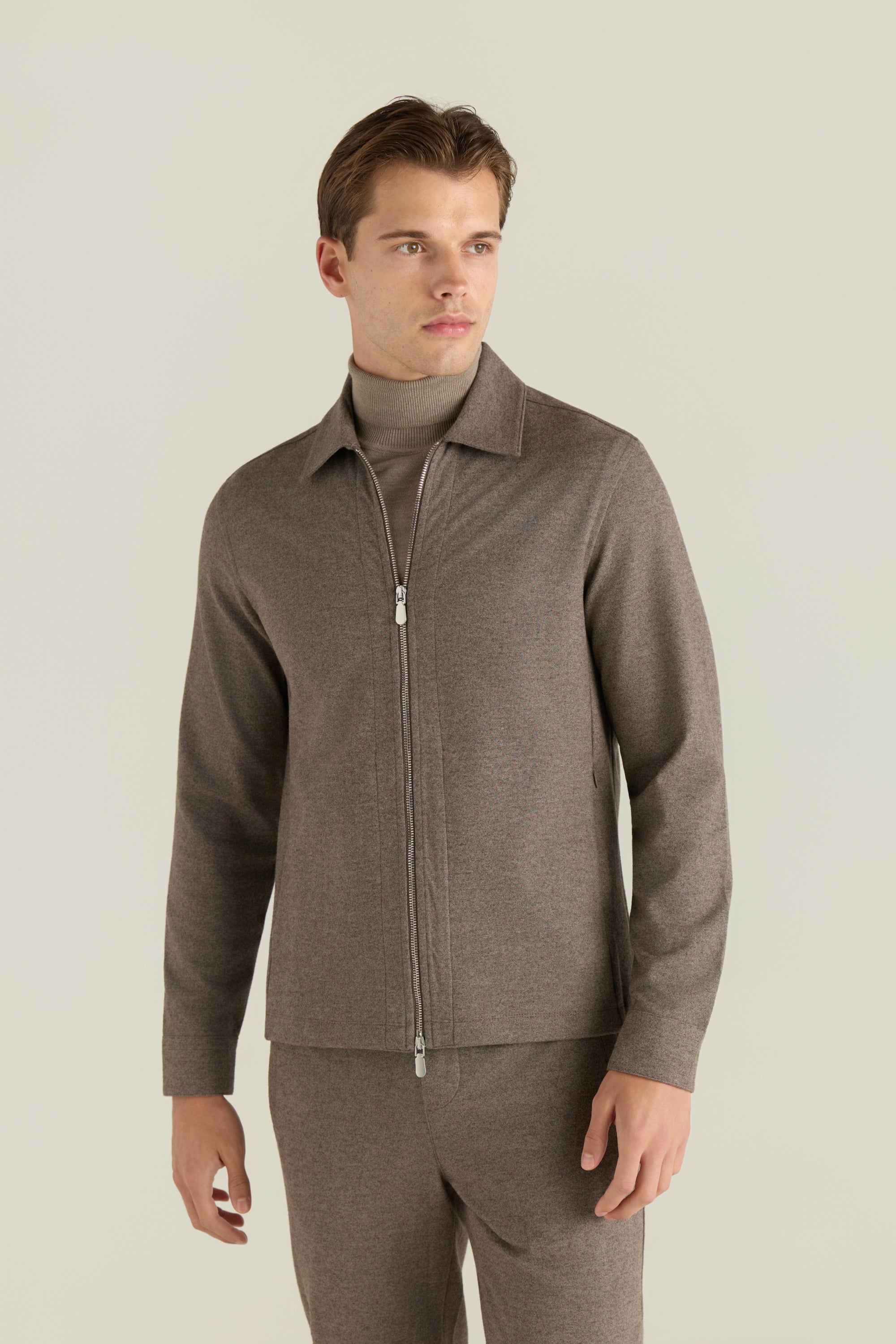 Men'S Two Way Zipper Shirt Jacket