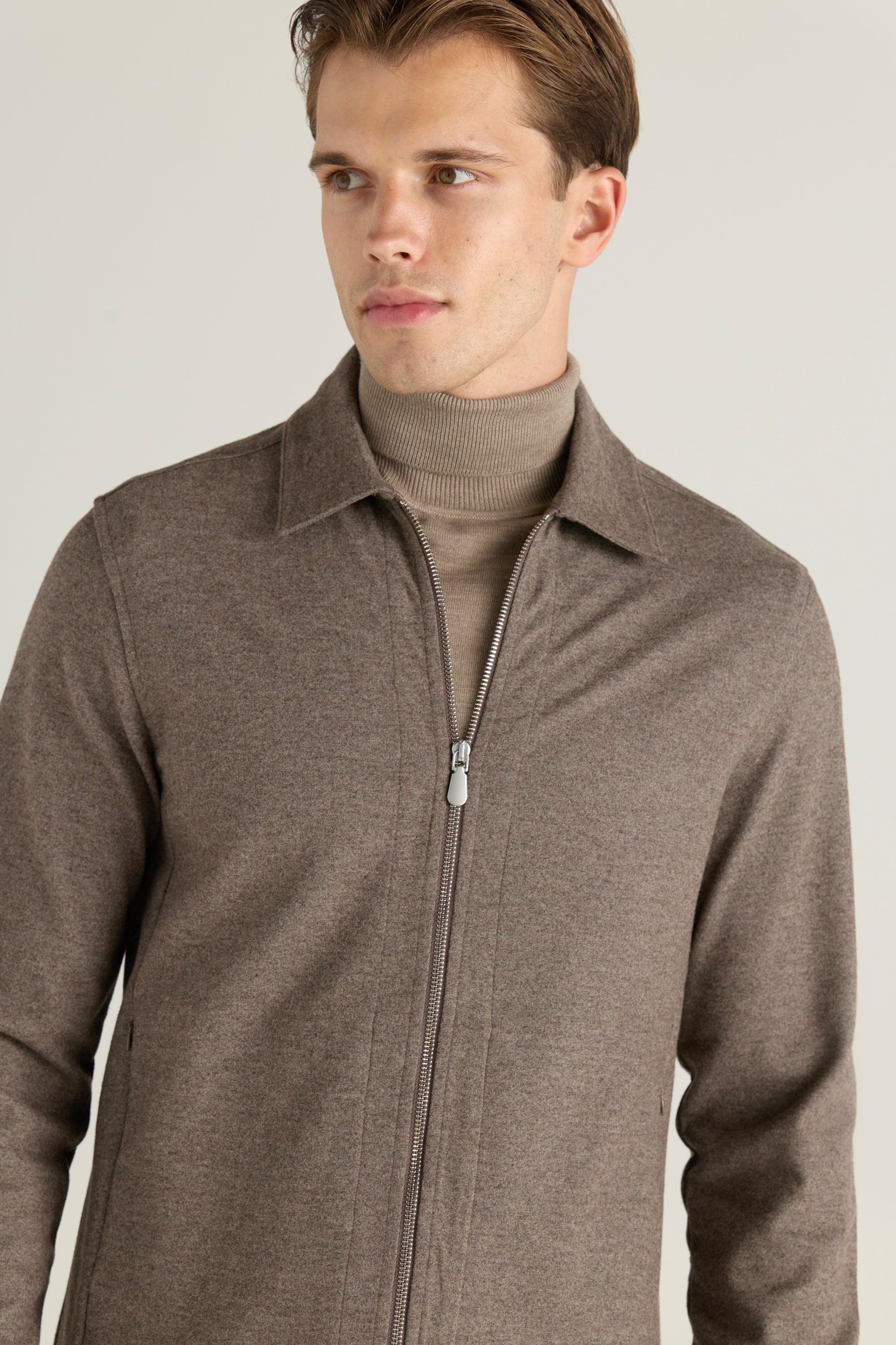 Men'S Two Way Zipper Shirt Jacket